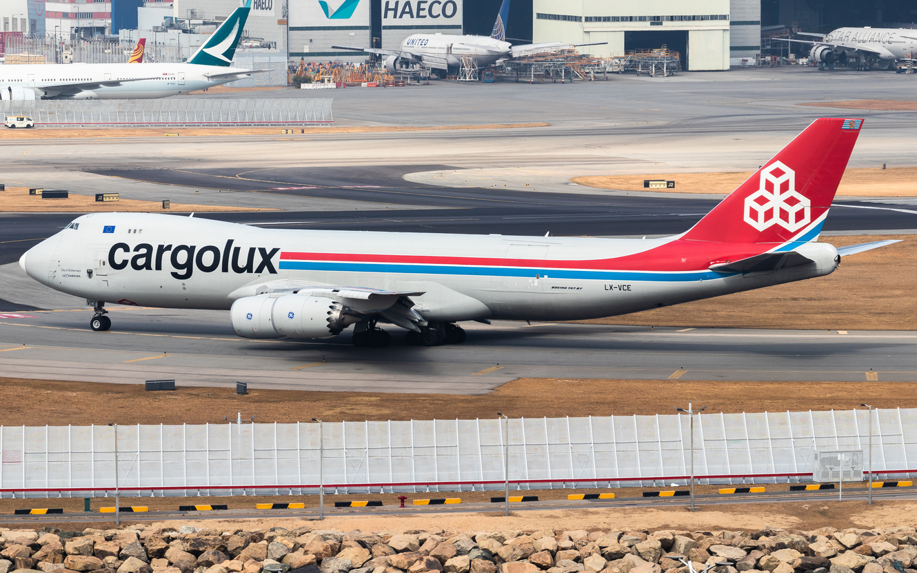 Full size: CargoLux Boeing 747-8F LX-VCE at Hong Kong International Airport