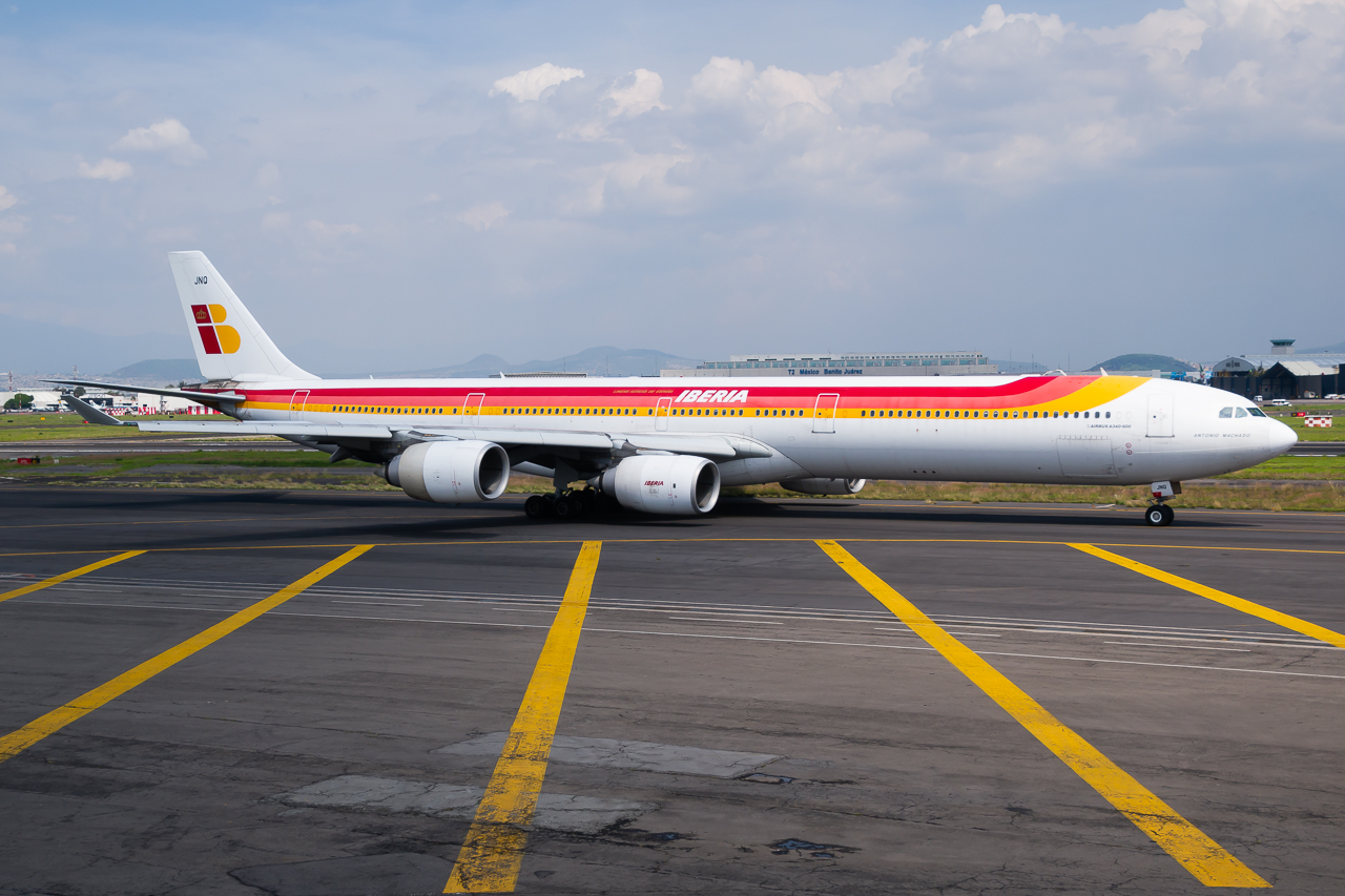 Full size: Iberia Airbus A340-600 EC-JNQ at Mexico City International Airport