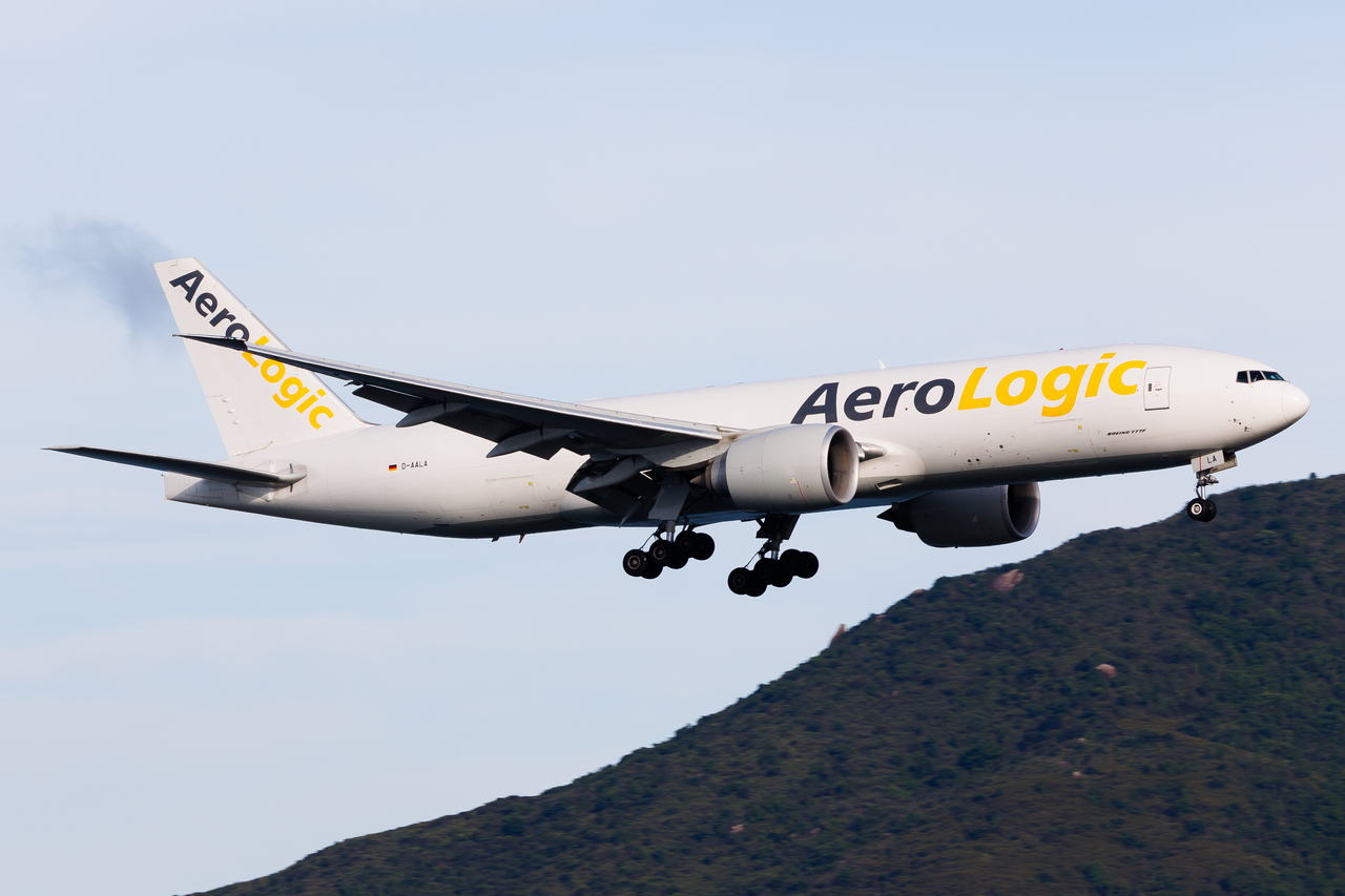 Full size: Aerologic Cargo Boeing 777-F D-AALA at Hong Kong International Airport