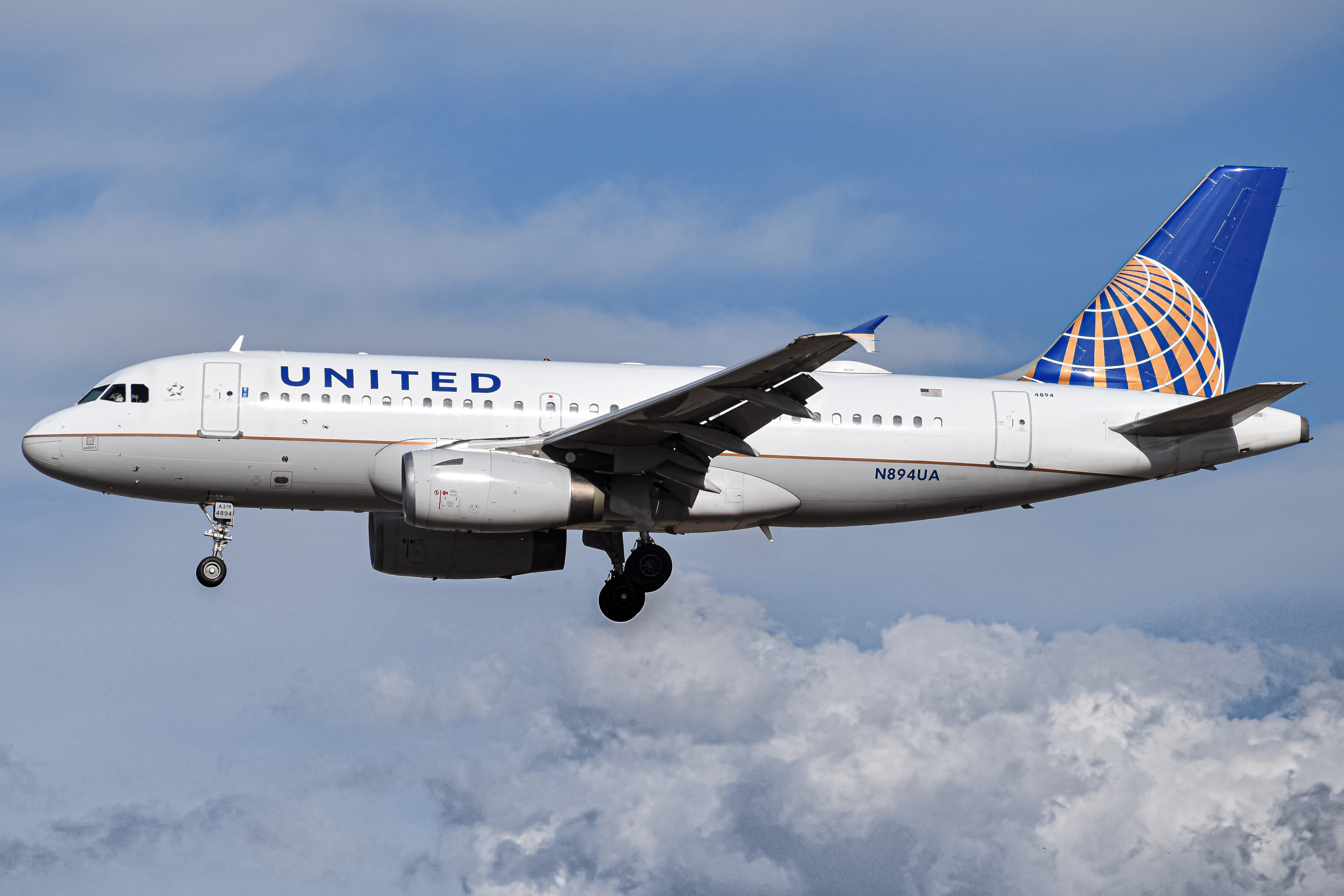 Full size: United Airlines Airbus A319 N894UA at Denver International Airport