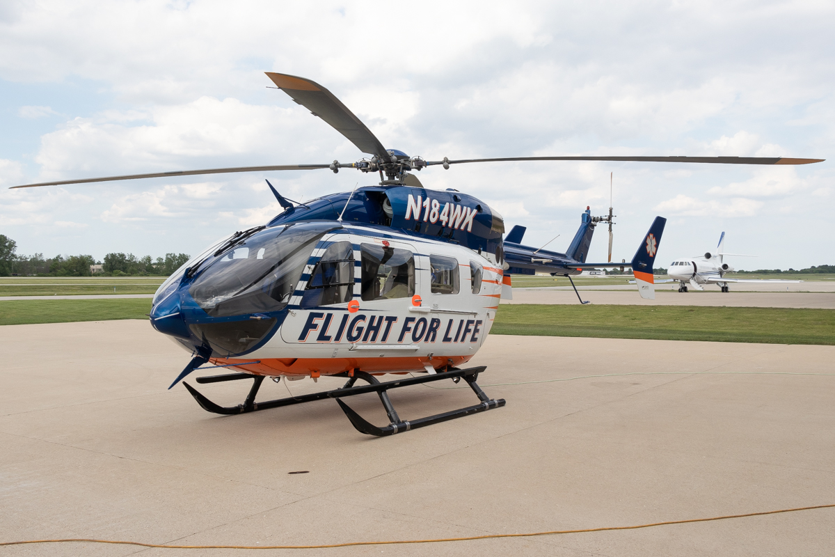 Full size: Flight for Life EC145 N184WX at Waukesha County Airport
