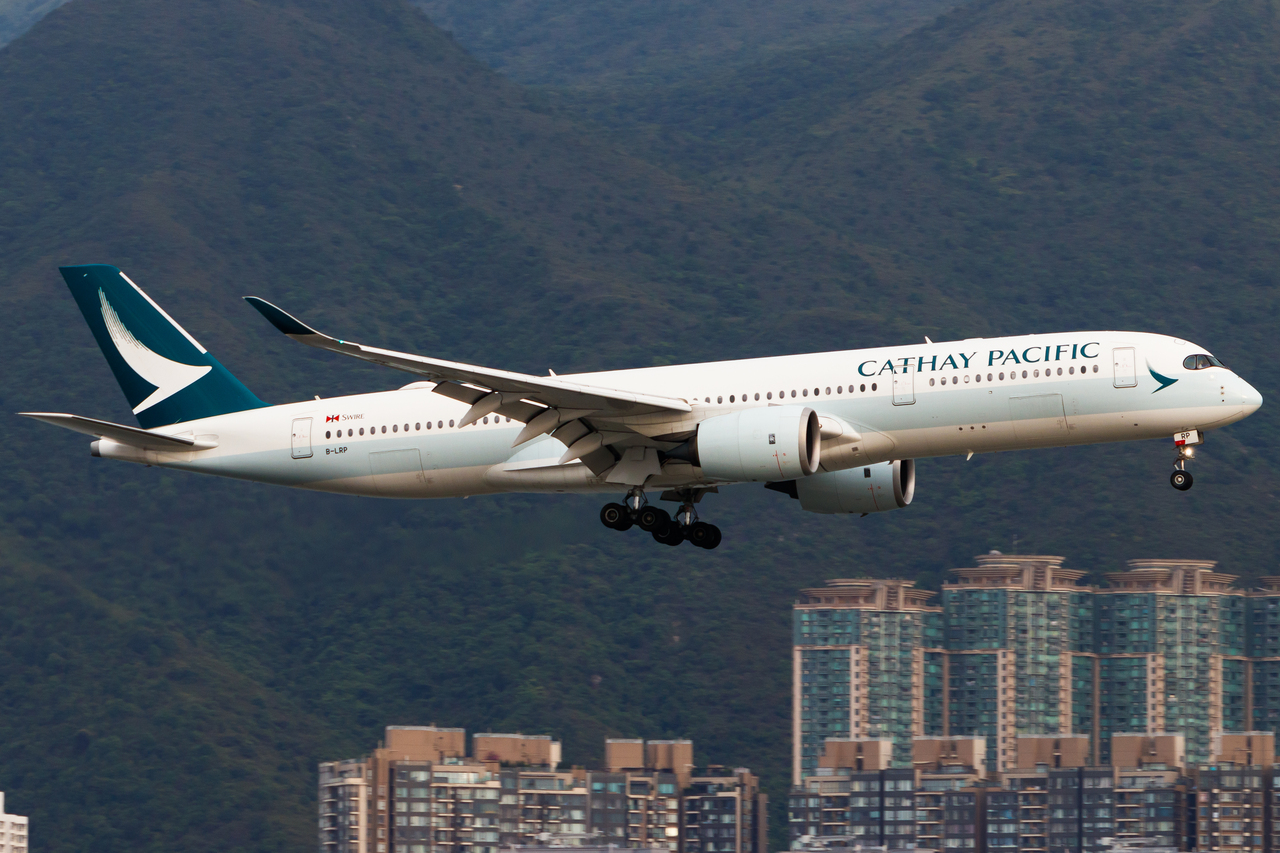 Full size: Cathay Pacific Airbus A350-900 B-LRP at Hong Kong International Airport