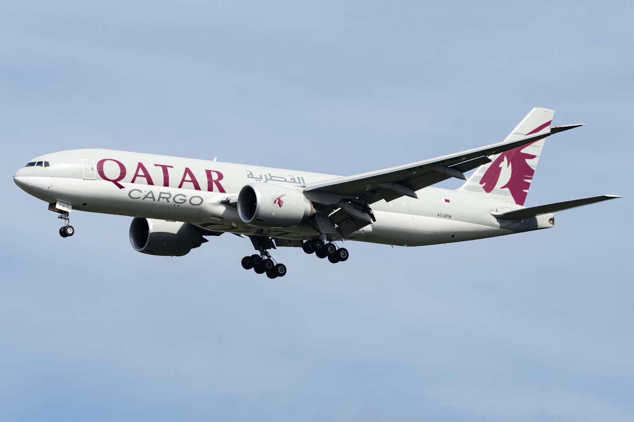 Full size: Qatar Air Cargo Boeing 777-F A7-BFN at Panama City Tocumen International Airport