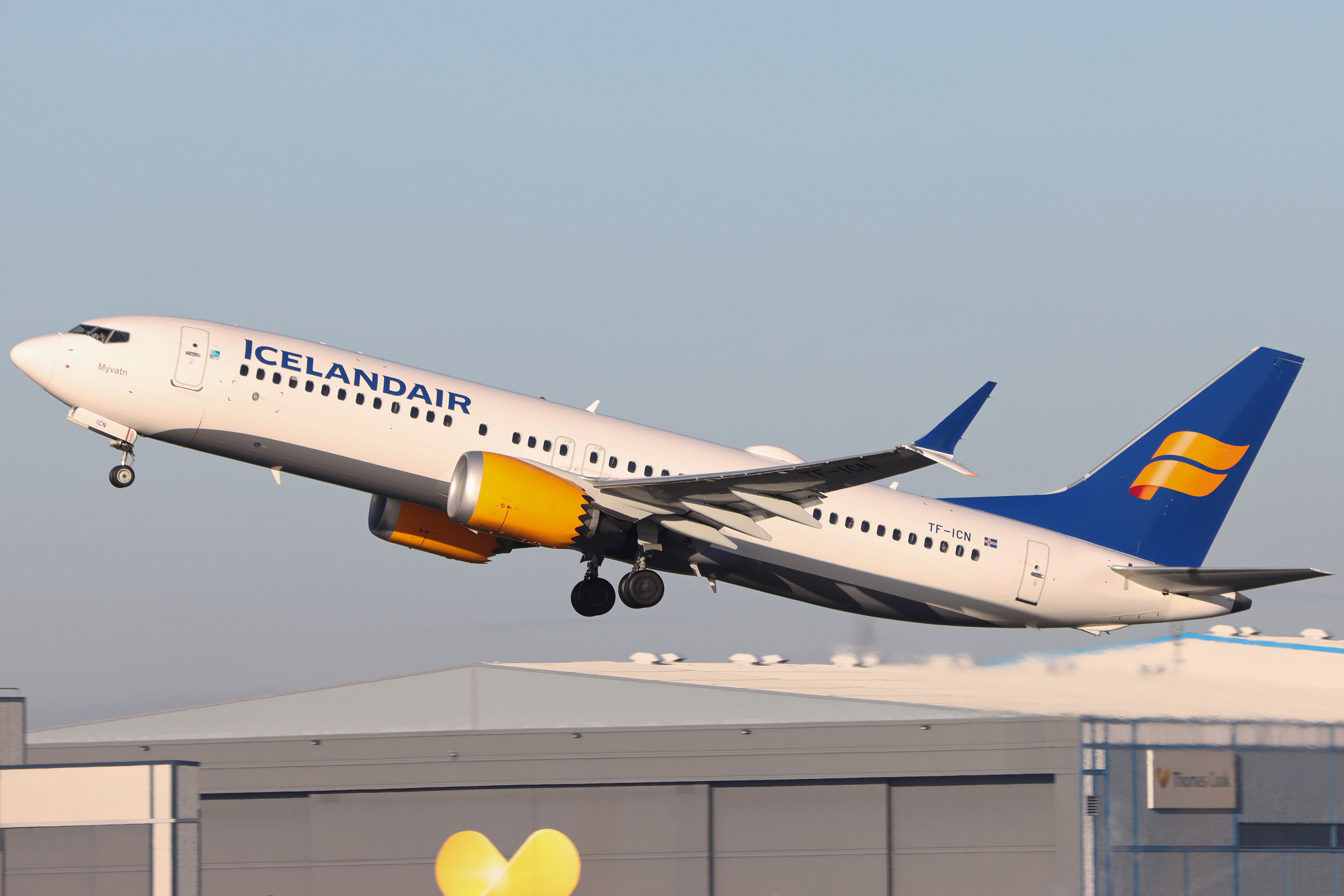 Full size: Icelandair Boeing 737 MAX 8 TF-ICN at Manchester Airport