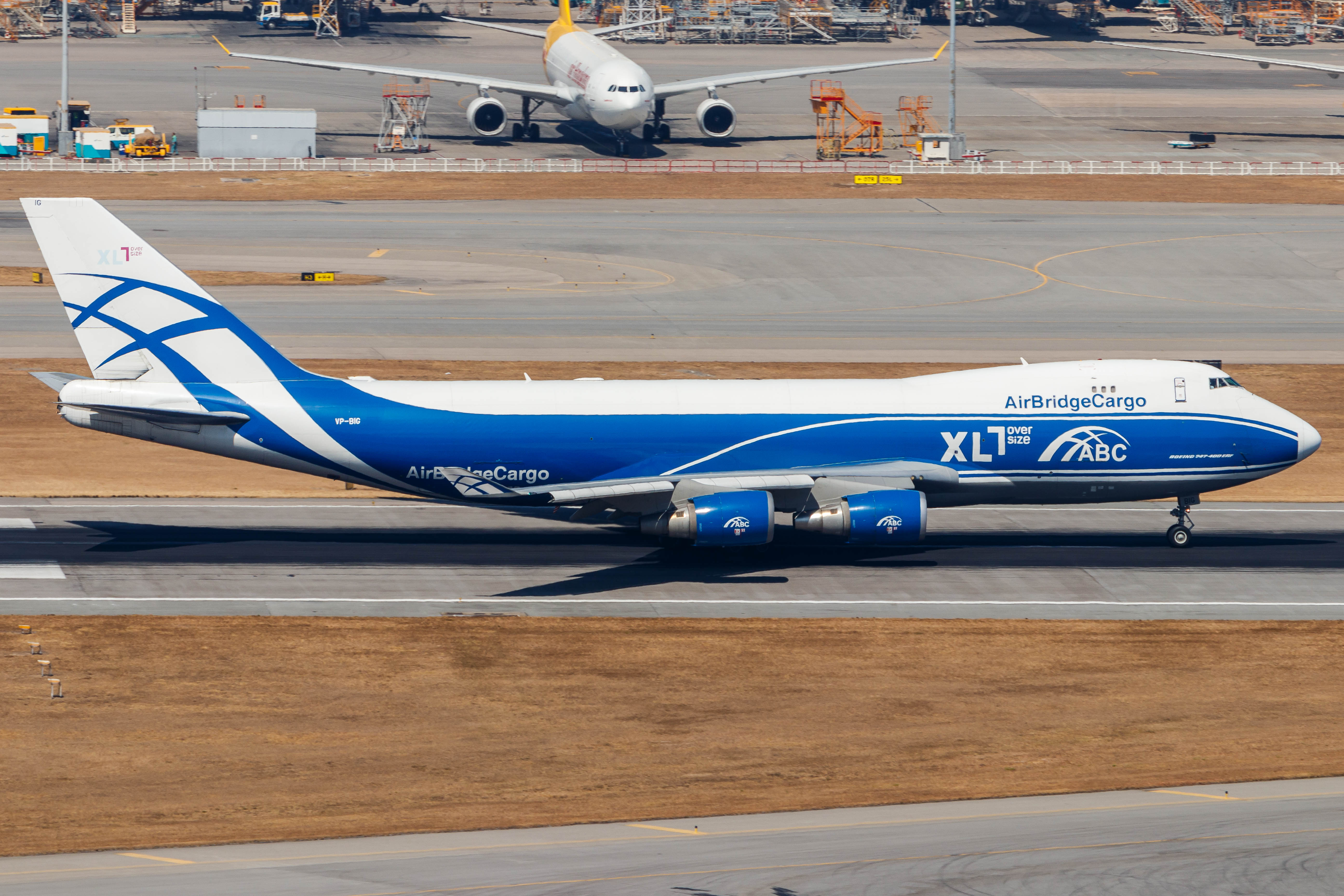 Full size: AirBridge Cargo Boeing 747-400F VP-BIG at Hong Kong International Airport