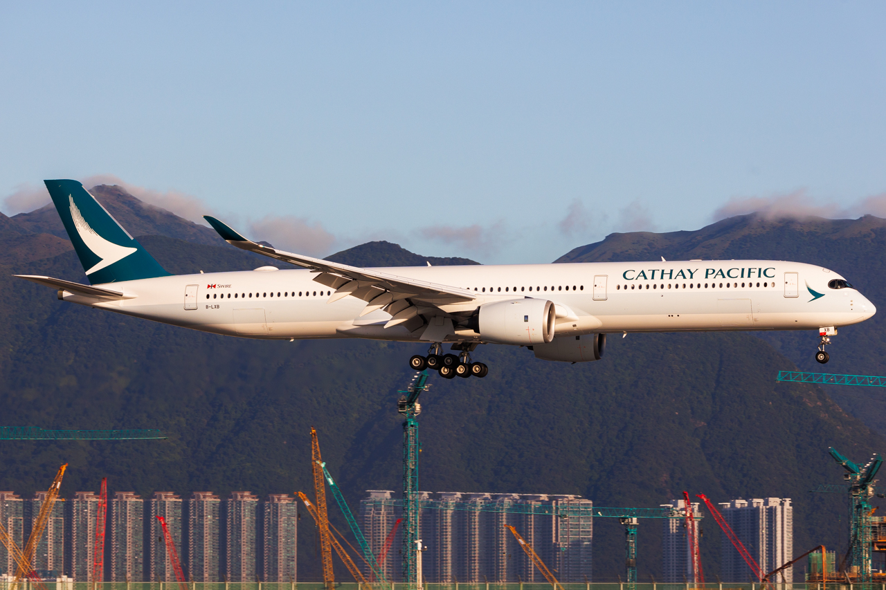 Full size: Cathay Pacific Airbus A350-1000 B-LXB at Hong Kong International Airport