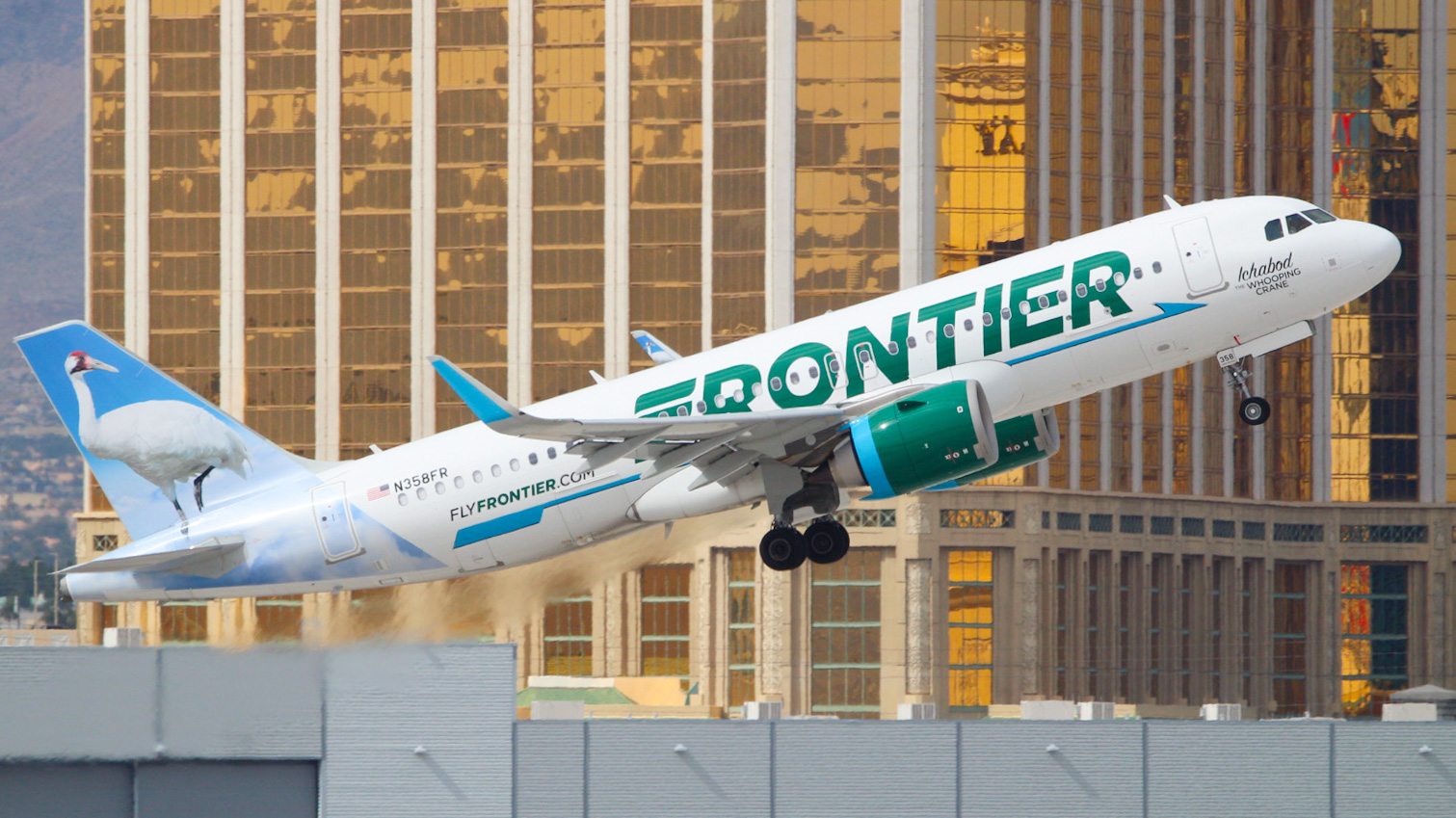 Full size: Frontier Airlines Airbus A320NEO N358FR at Harry Reid International Airport