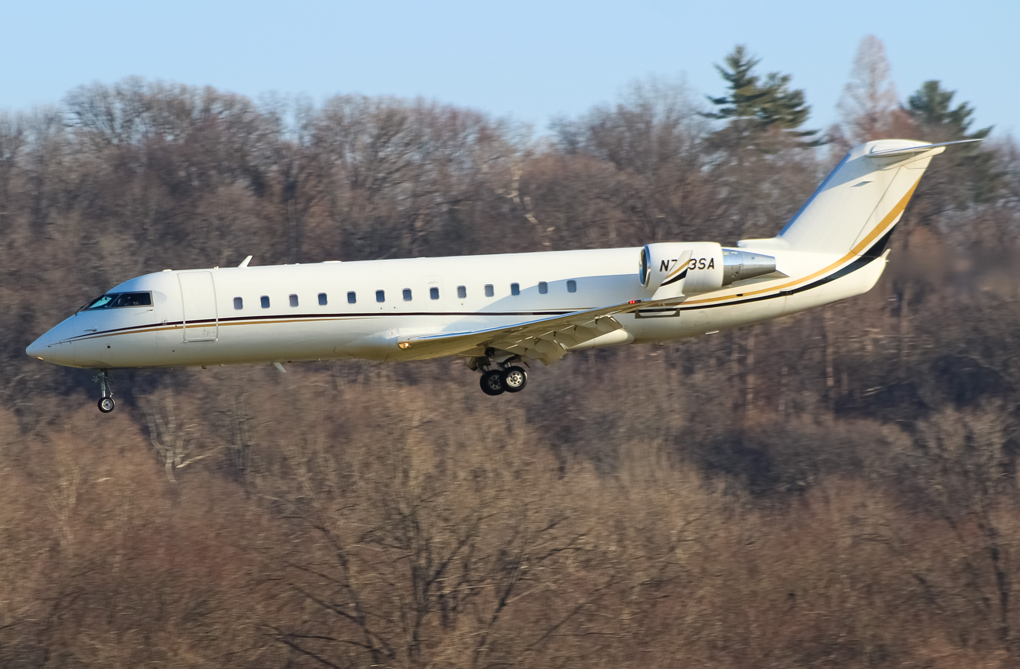Full size: PRIVATE  Mitsubishi CRJ-100 N703SA at Cincinnati Municipal Airport/Lunken Field