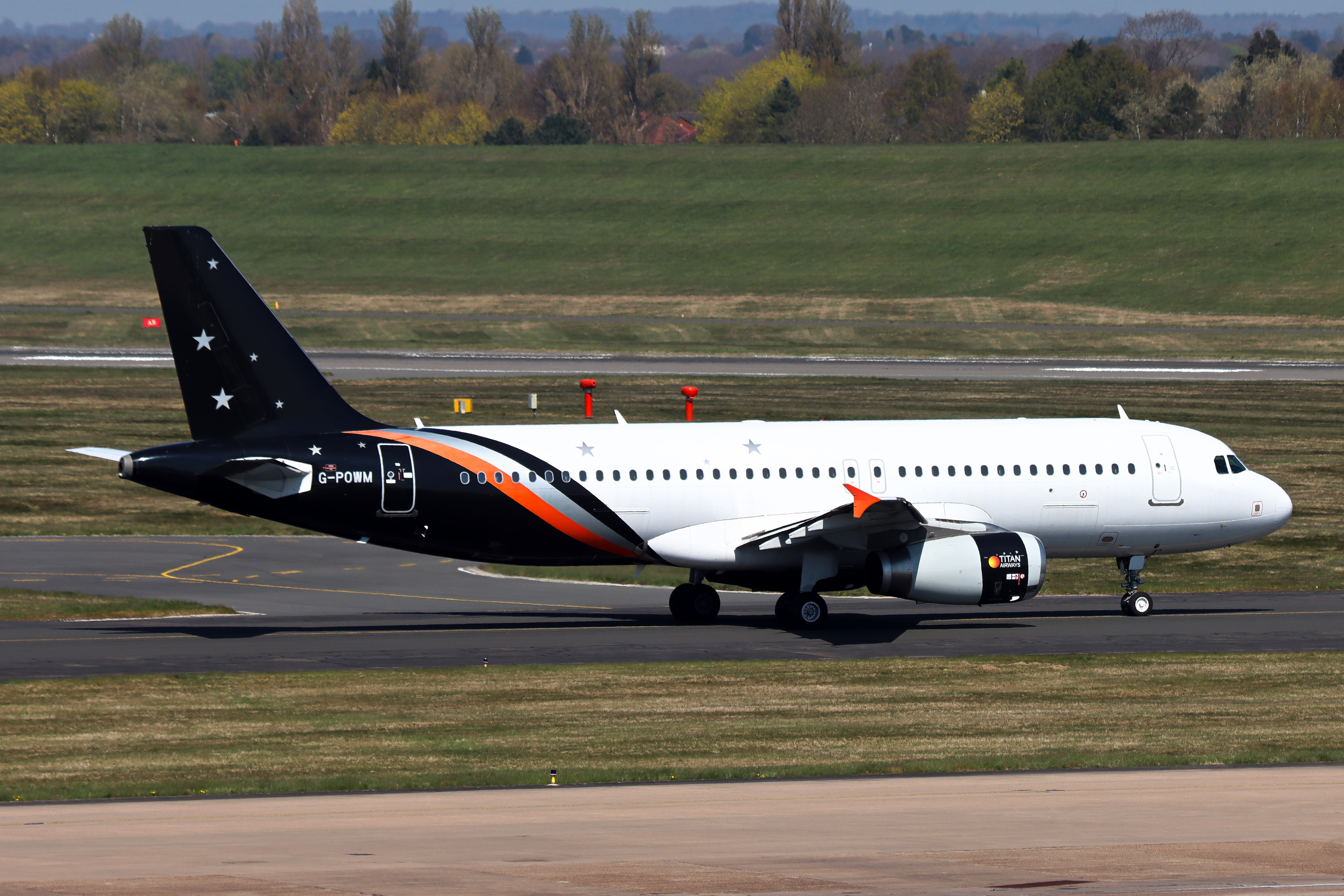 Full size: Titian Airways Airbus A320 G-POWM at Birmingham Airport