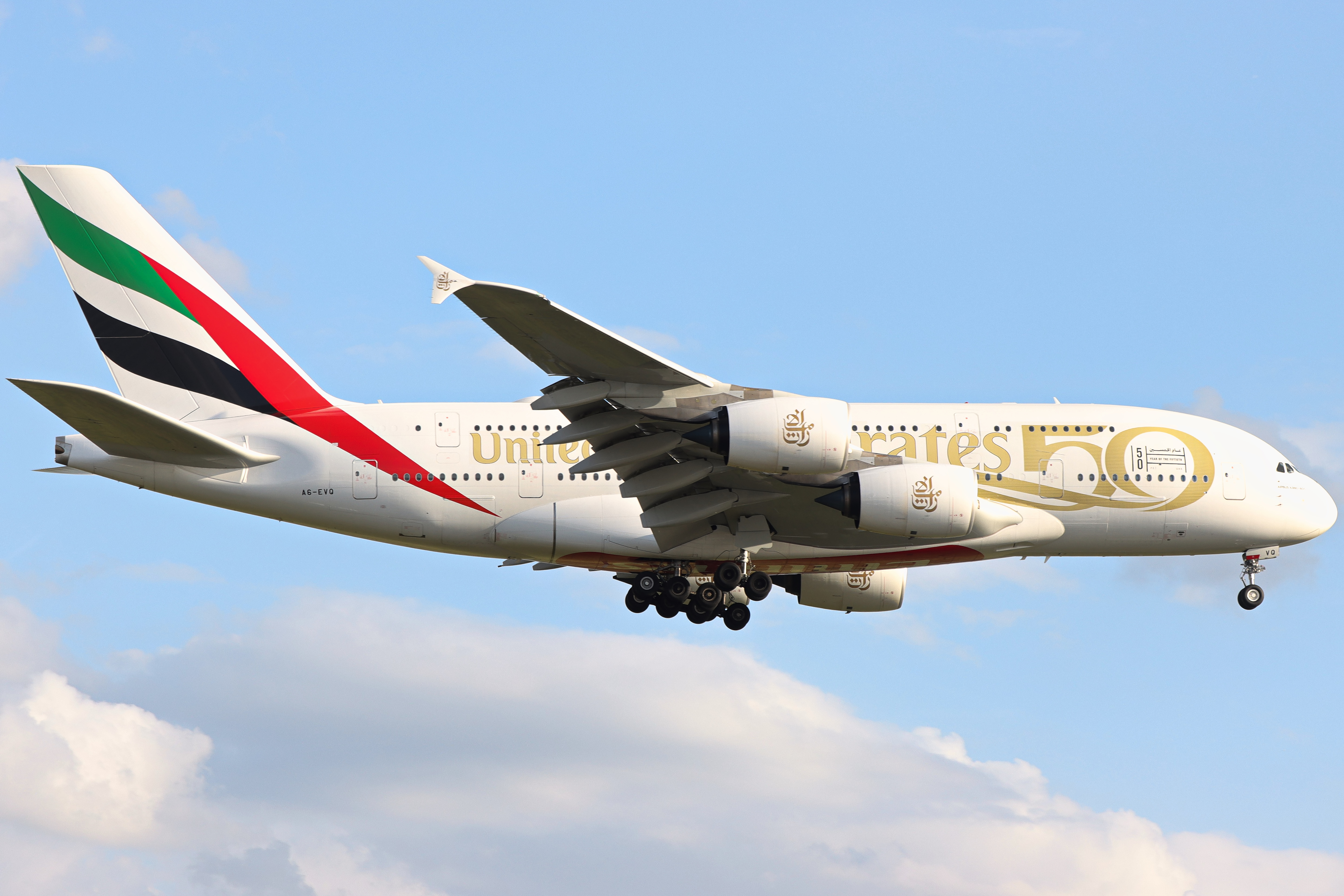 Full size: Emirates Airbus A380-800 A6-EVQ at London Heathrow International Airport