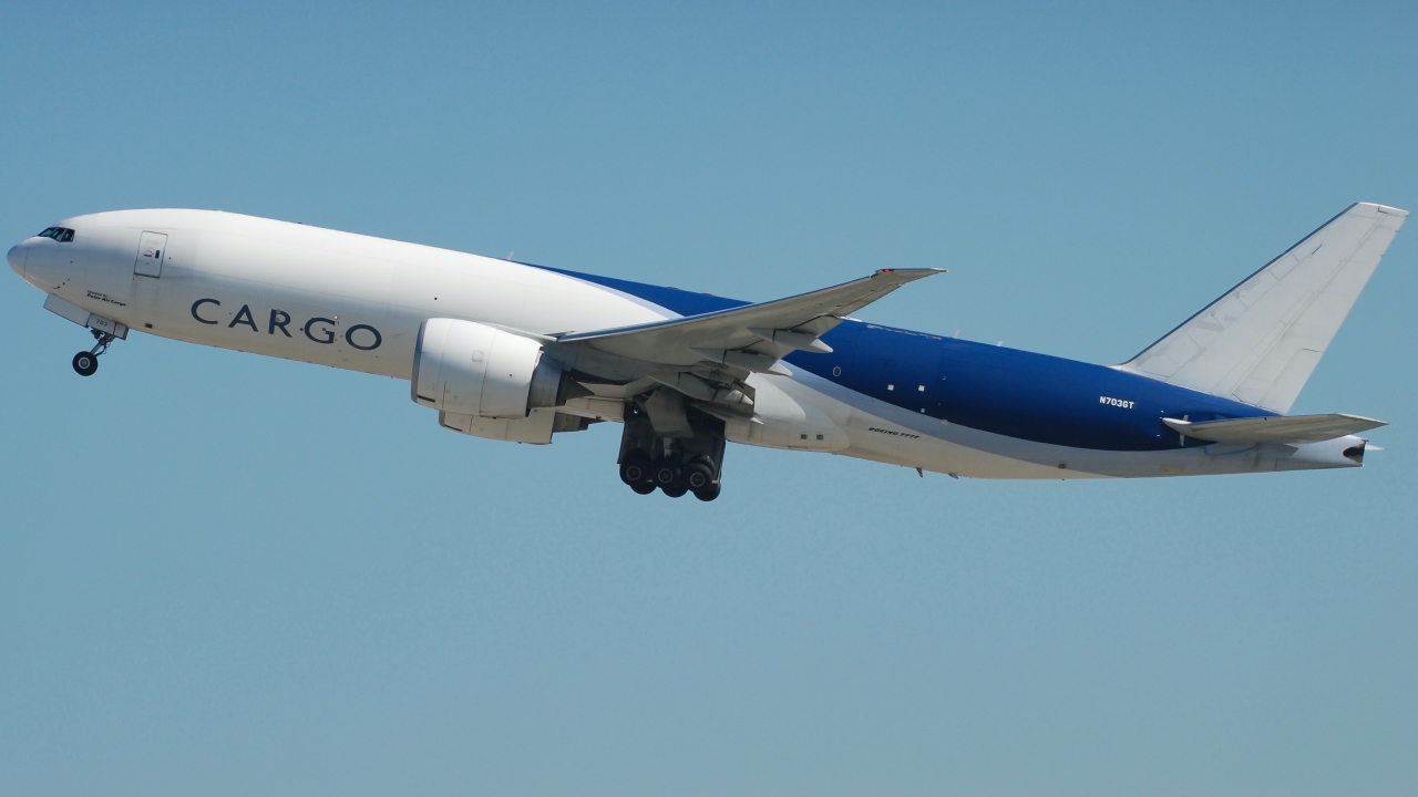 Full size: Southern Air Cargo Boeing 777-200F N703GT at Los Angeles International Airport