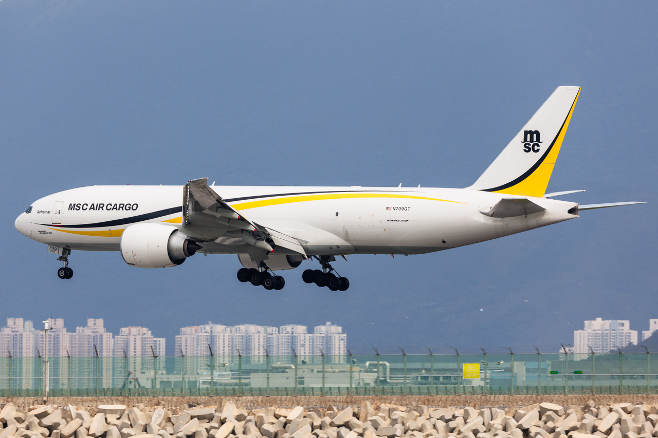 Full size: MSC Air Cargo Boeing 777-F N709GT at Hong Kong International Airport
