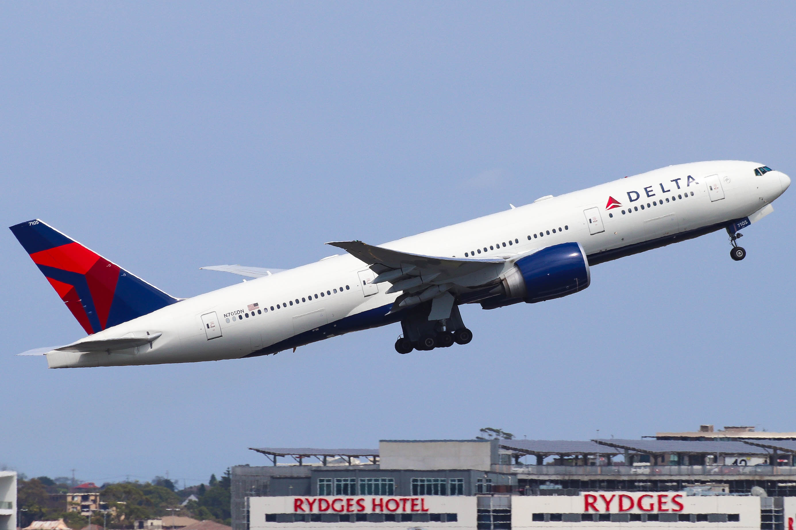 Full size: Delta Airlines Boeing 777-200LR N705DN at Sydney Kingsford Smith Airport
