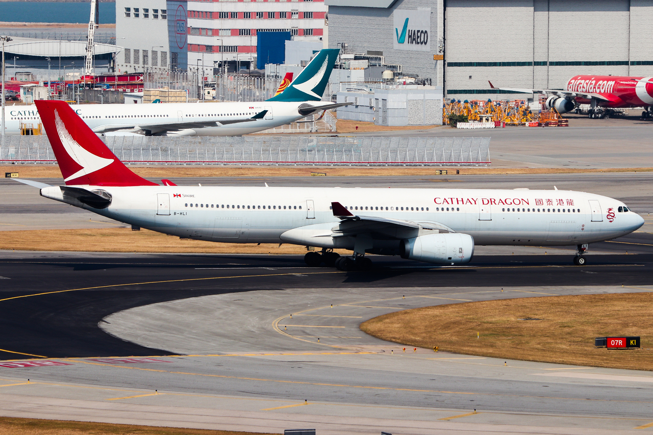 Full size: Cathay Dragon Airbus A330-300 B-HLI at Hong Kong International Airport