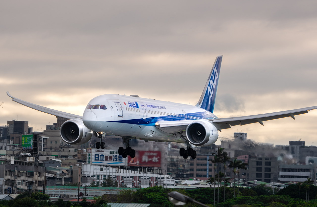 Full size: All Nippon Airways Boeing 787-8 JA829A at Taipei Songshan Airport