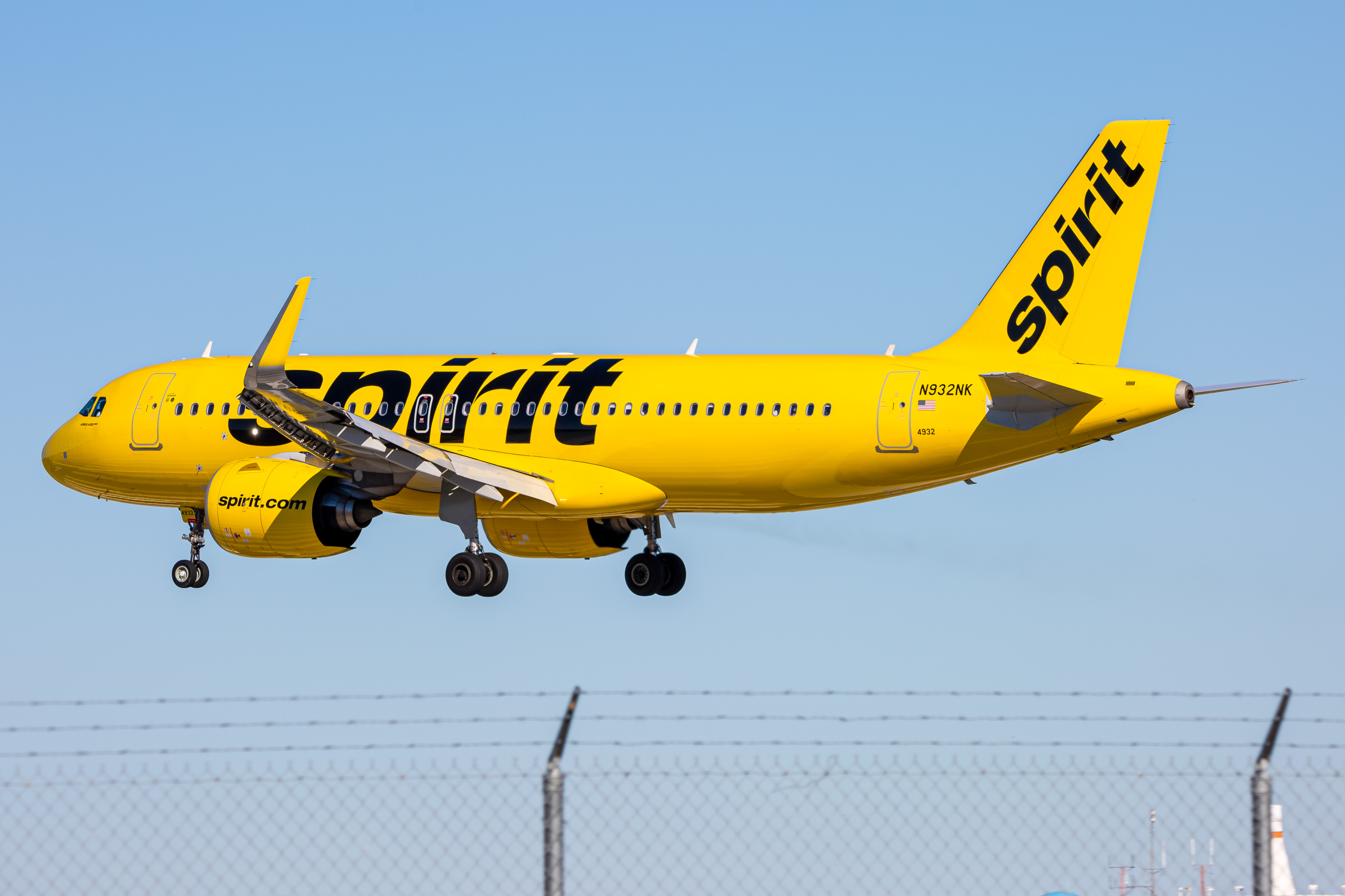 Full size: Spirit Airlines Airbus A320NEO N932NK at Baltimore/Washington International Thurgood Marshall Airport