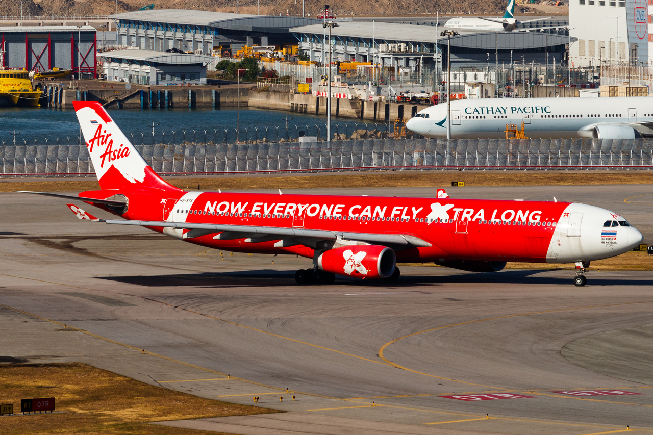 Full size: AirAsia X Airbus A330-300 HS-XTE at Hong Kong International Airport