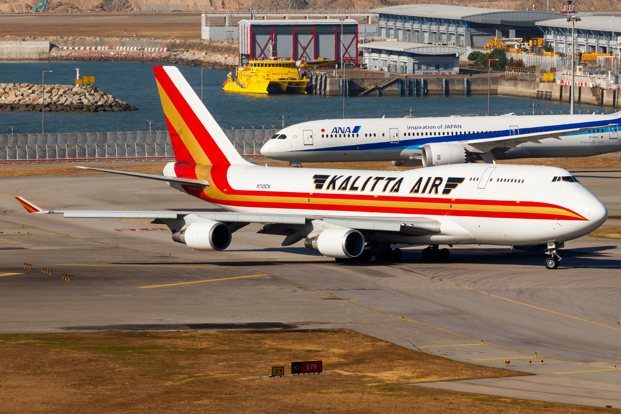 Full size: Kalitta Air Boeing 747-400F N745CK at Hong Kong International Airport