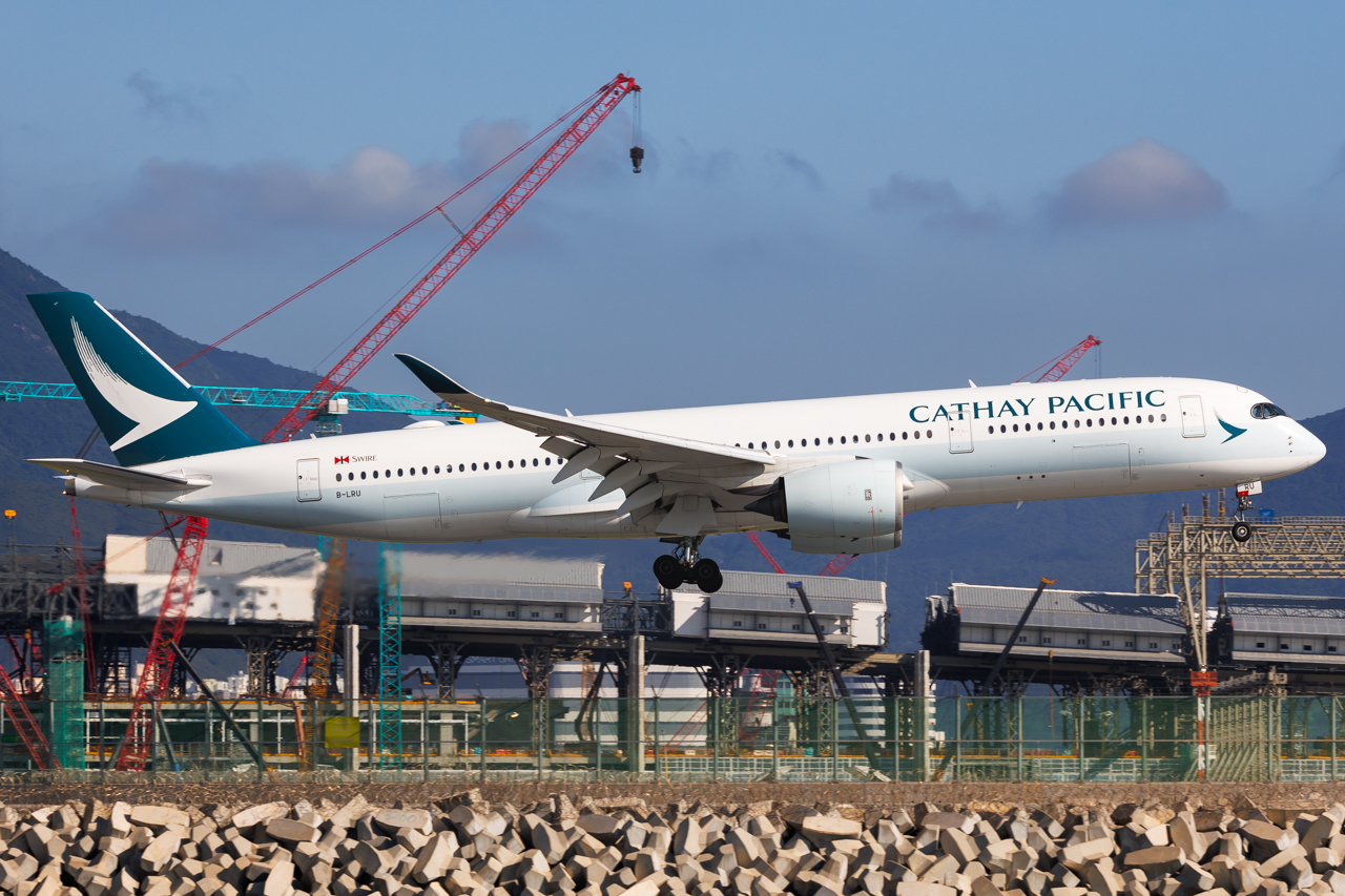 Full size: Cathay Pacific Airbus A350-900 B-LRU at Hong Kong International Airport