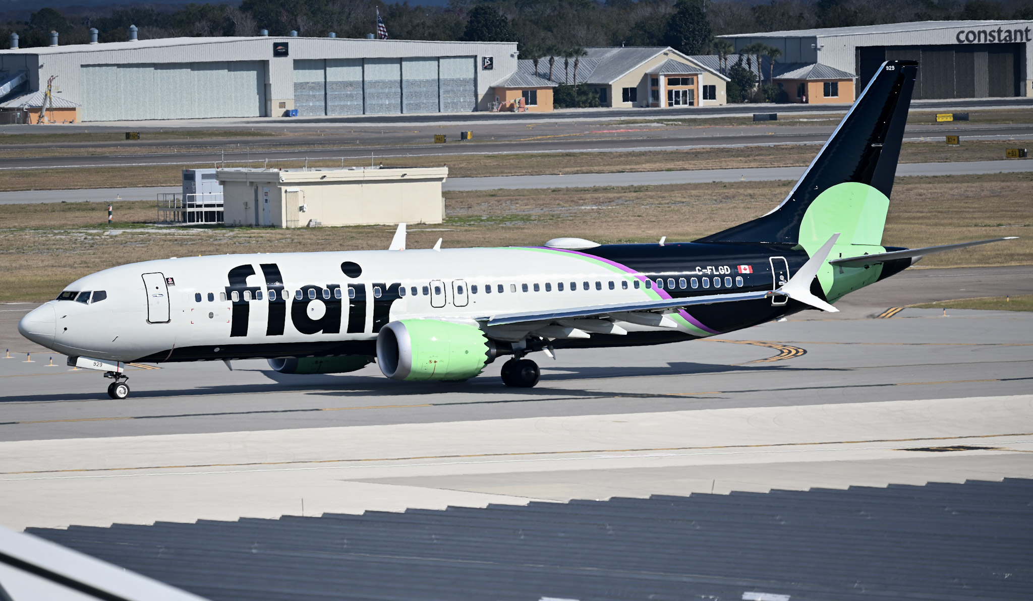 Full size: Flair Airlines Boeing 737 MAX 8 C-FLGD at Orlando Sanford International Airport