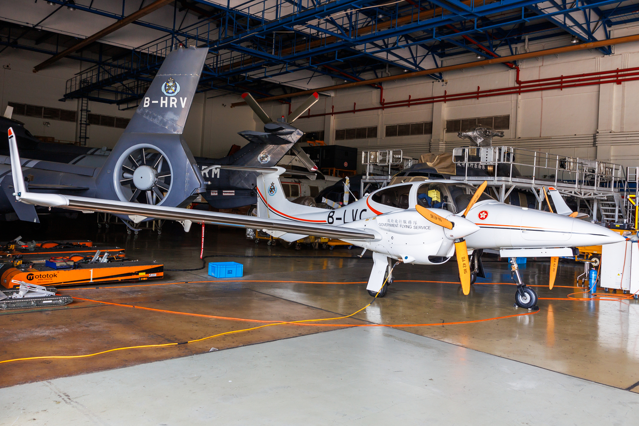 Full size: Hong Kong Government Flying Service Diamond DA42 B-LVC at Hong Kong International Airport