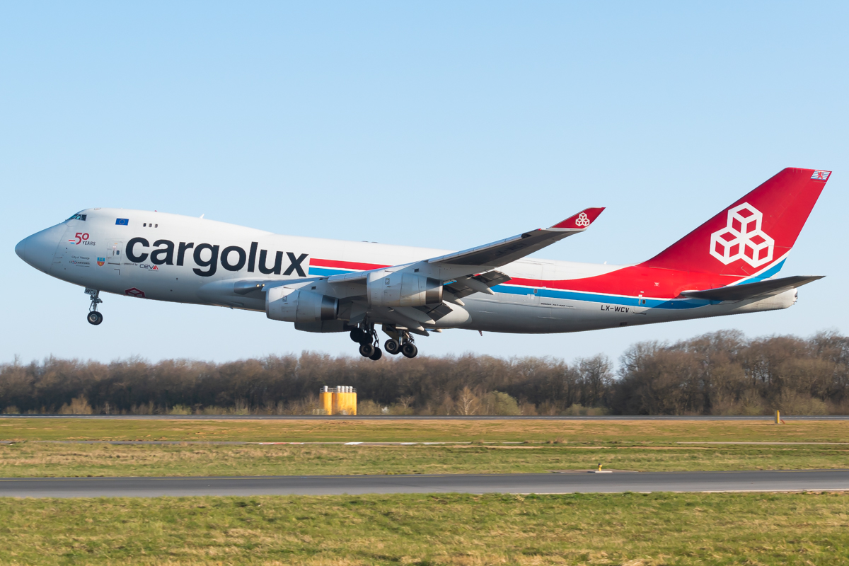 Full size: CargoLux Boeing 747-400F LX-WCV at Luxembourg Findel Airport
