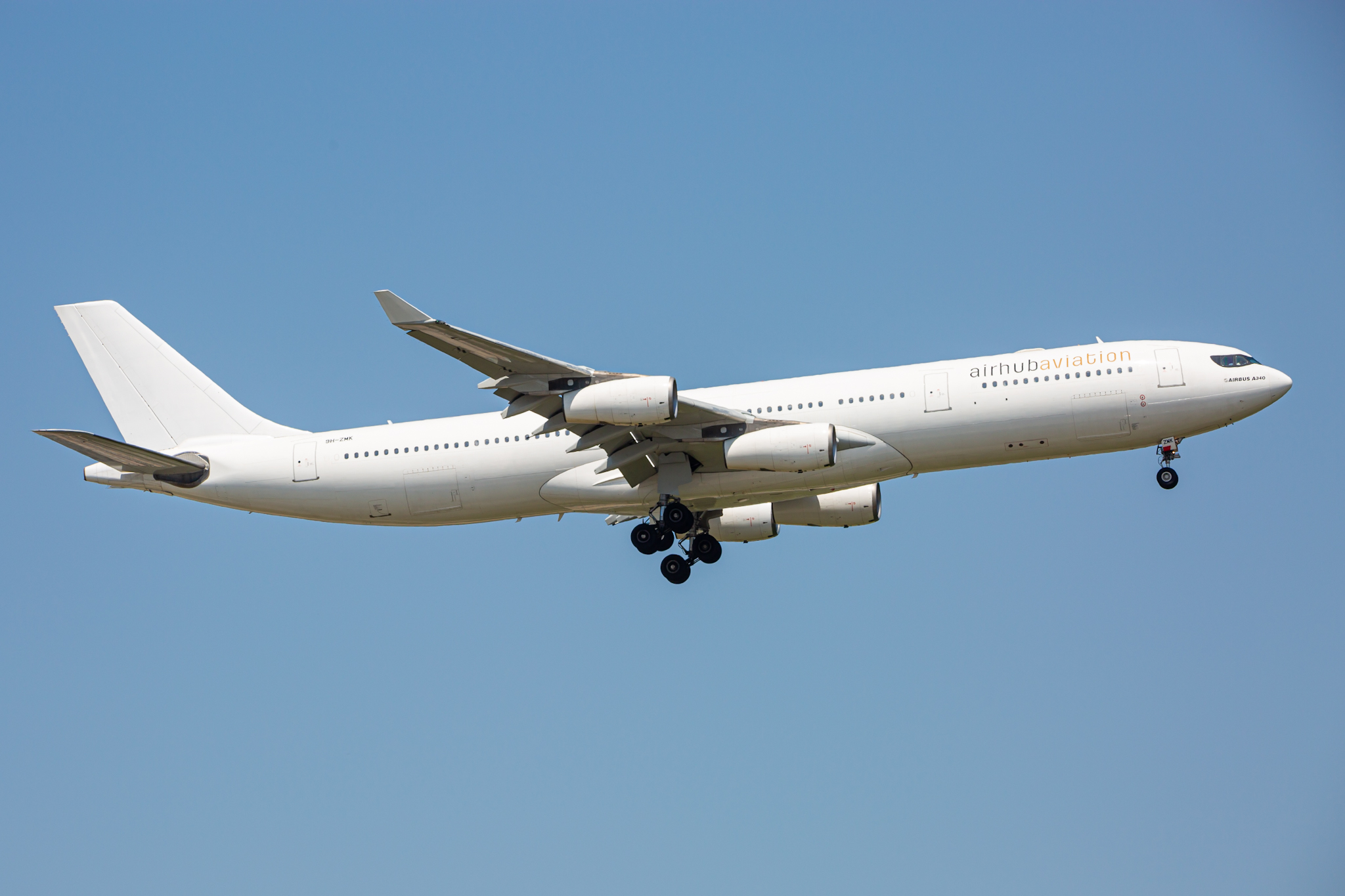 Full size: Airhub Aviation  Airbus A340-300 9H-ZMK at Baltimore/Washington International Thurgood Marshall Airport