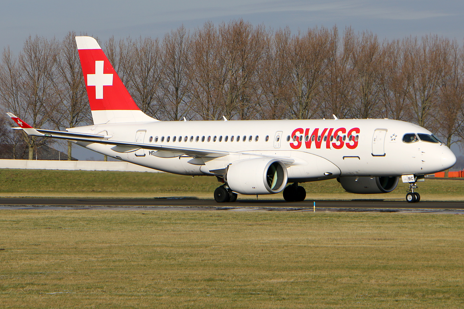 Full size: Swiss International Air Lines Airbus A220-100 HB-JBC at Amsterdam Schiphol Airport
