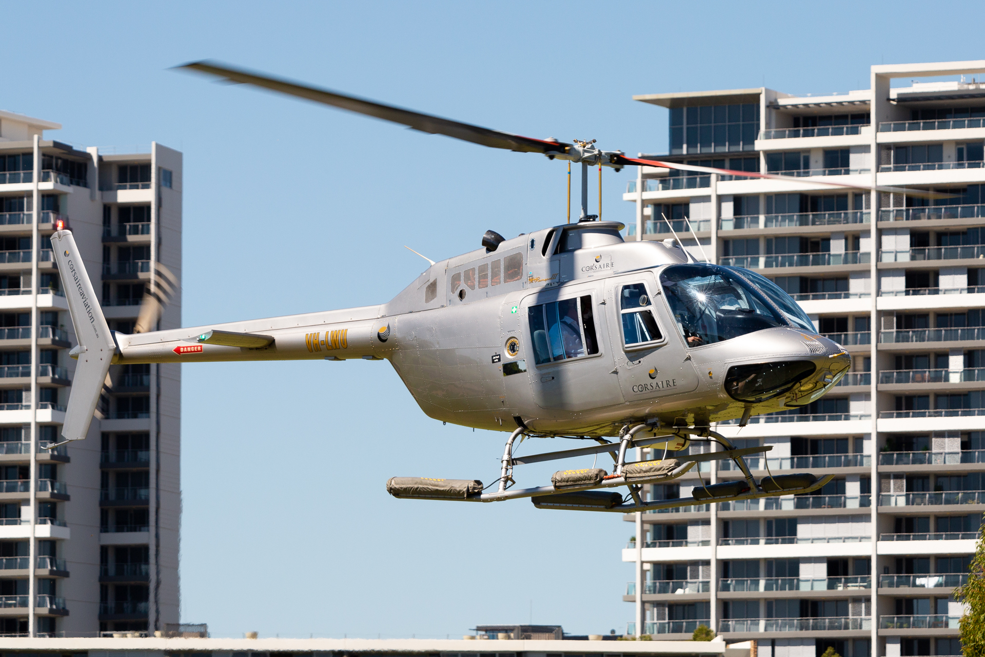 Full size: Corsaire Aviation Bell 206 VH-LWU at Perth Airport