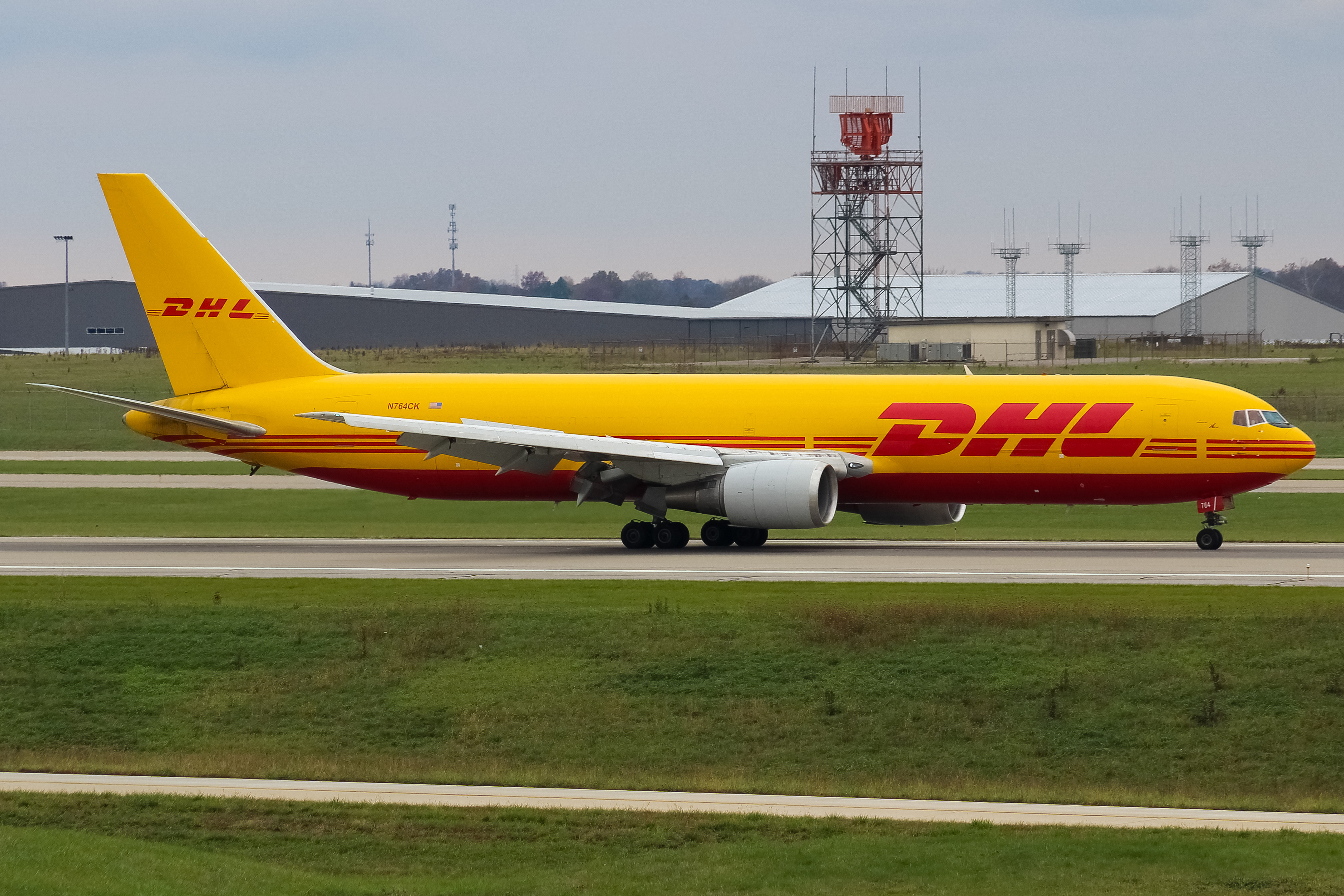 Full size: DHL Boeing 767-300F N764CK at Cincinnati/Northern Kentucky International Airport