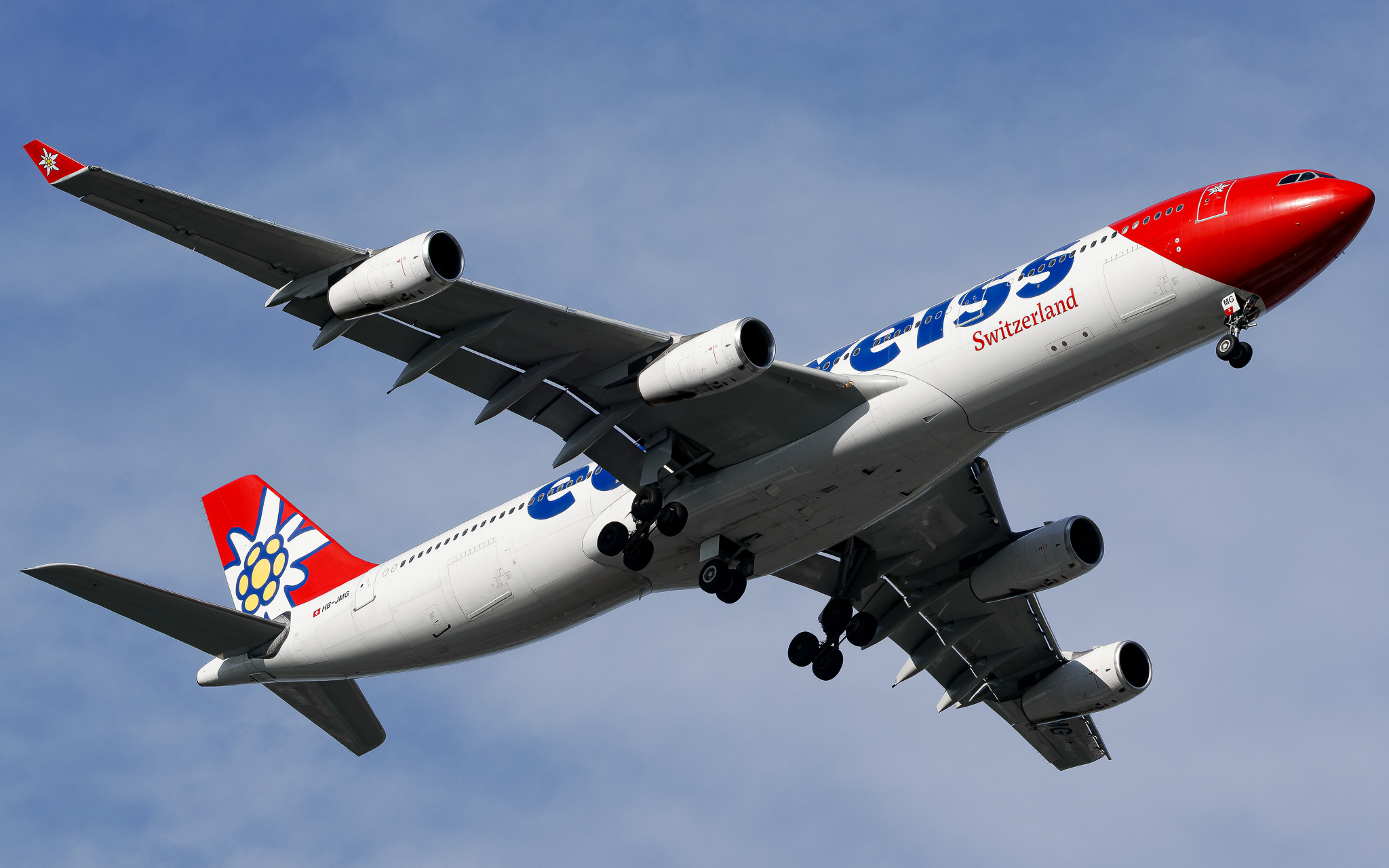 Full size: Edelweiss Air Airbus A340-300 HB-JMG at Tampa International Airport