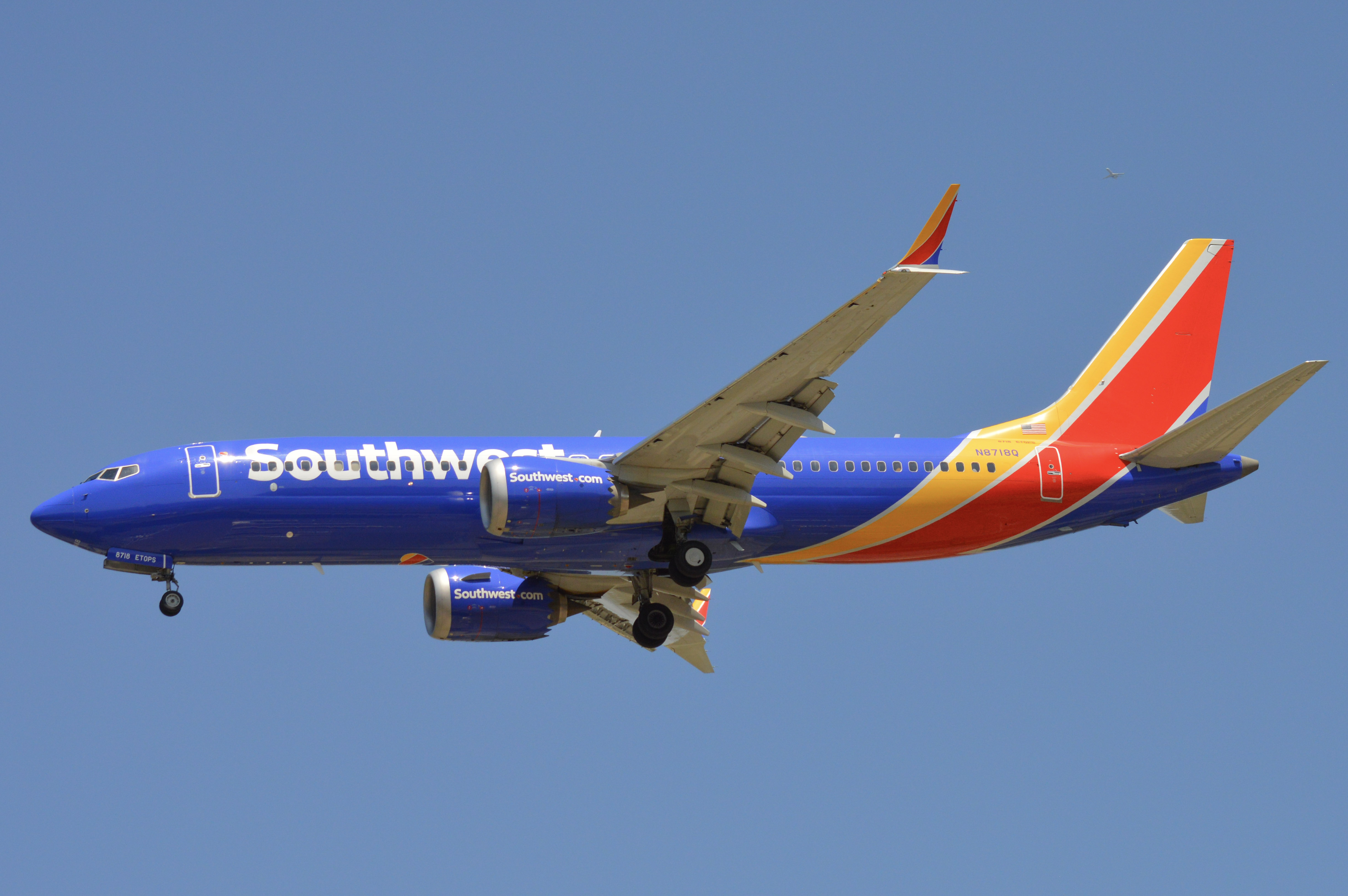 Full size: Southwest Airlines Boeing 737 MAX 8 N8718Q at Baltimore/Washington International Thurgood Marshall Airport
