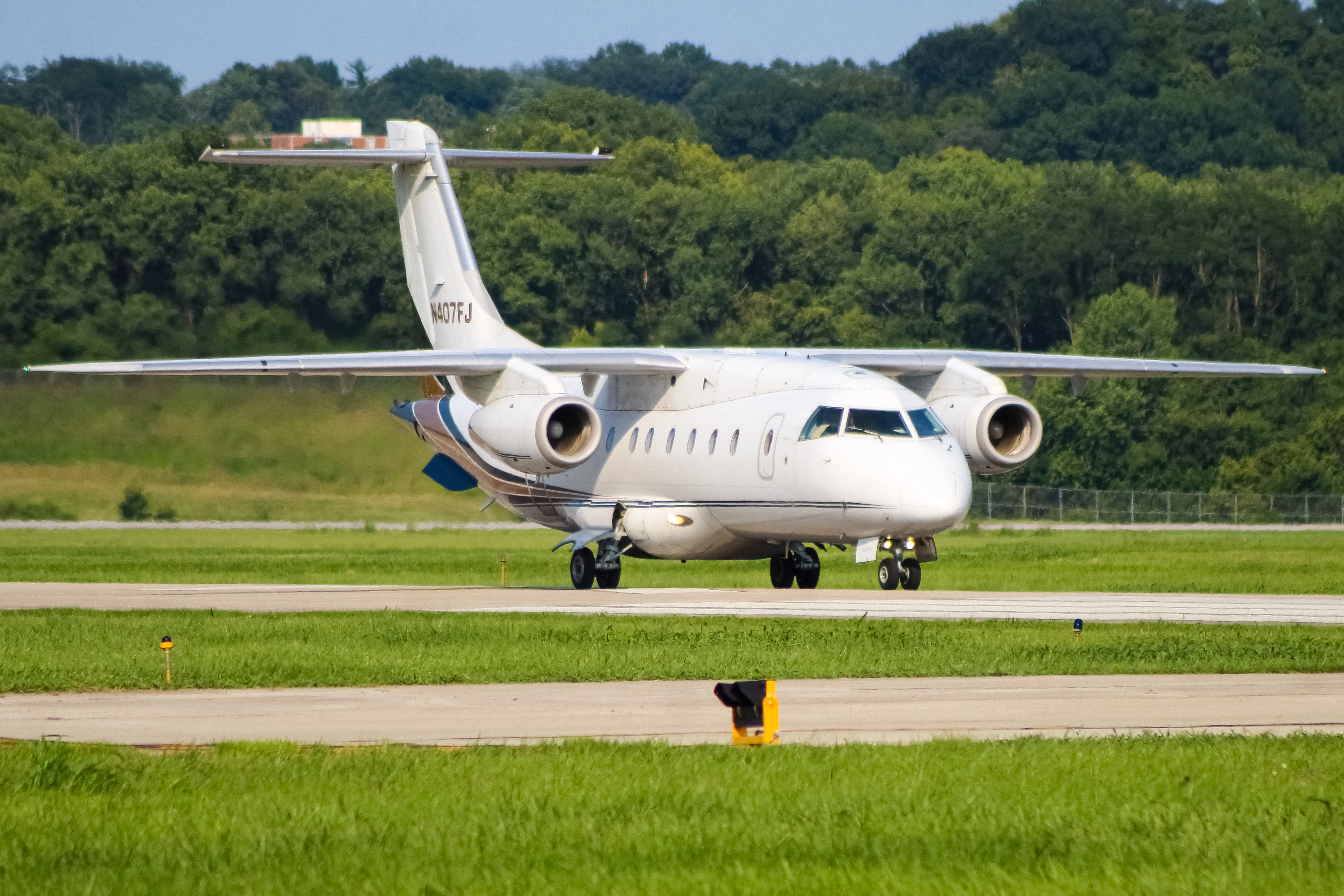 Full size: Ultimate Air Shuttle  Dornier DO-328 Jet N407FJ at Cincinnati Municipal Airport/Lunken Field