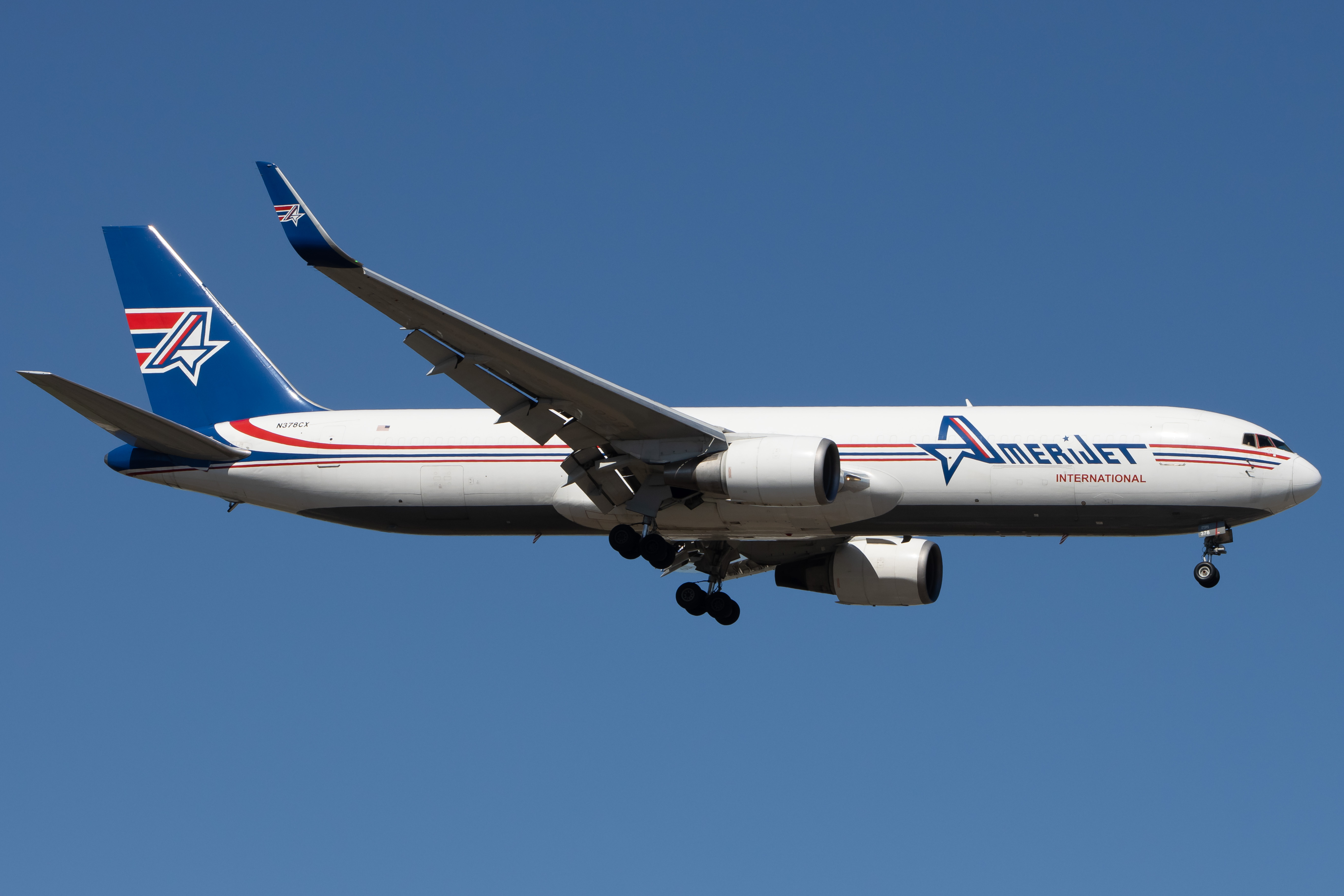 Full size: Amerijet Boeing 767-300F N378CX at Newark Liberty International Airport