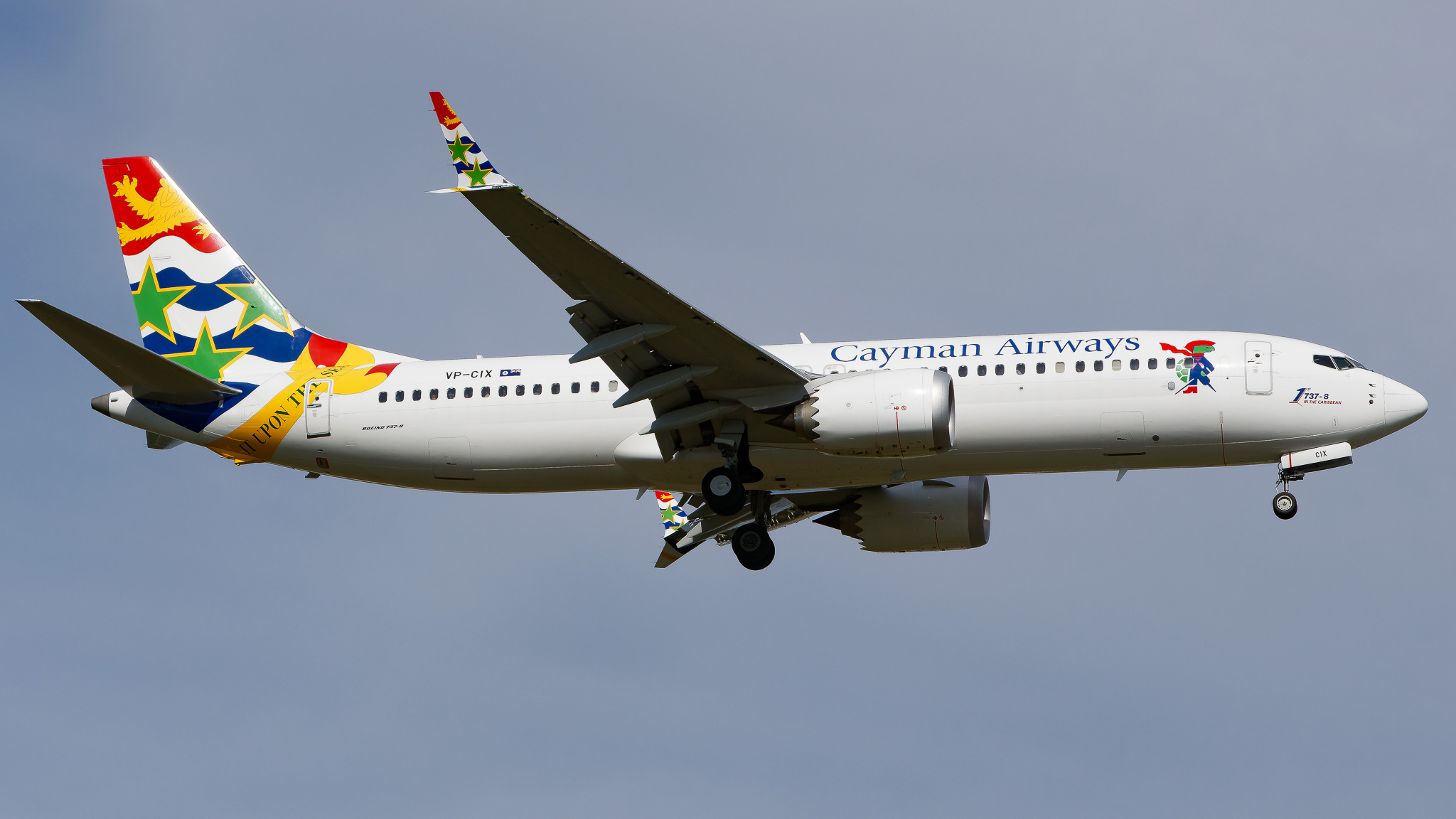 Full size: Cayman Airways Boeing 737 MAX 8 VP-CIX at Tampa International Airport