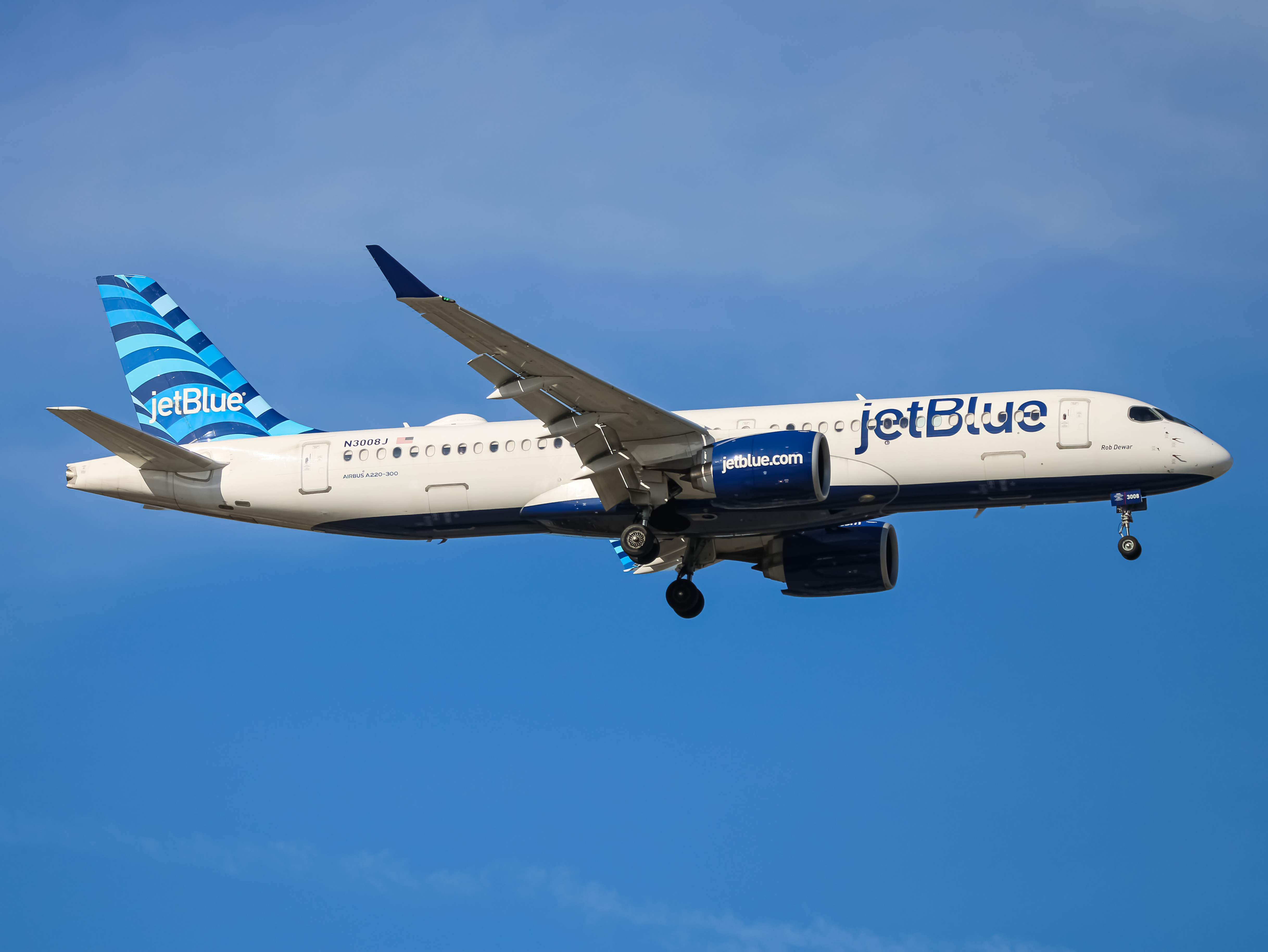 Full size: JetBlue Airways Airbus A220-300 N3008J at Baltimore/Washington International Thurgood Marshall Airport