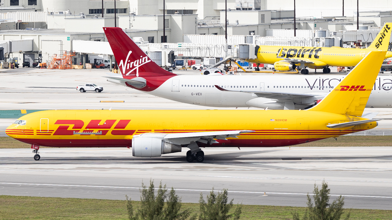 Full size: DHL Boeing 767-300F N391CM at Miami International Airport