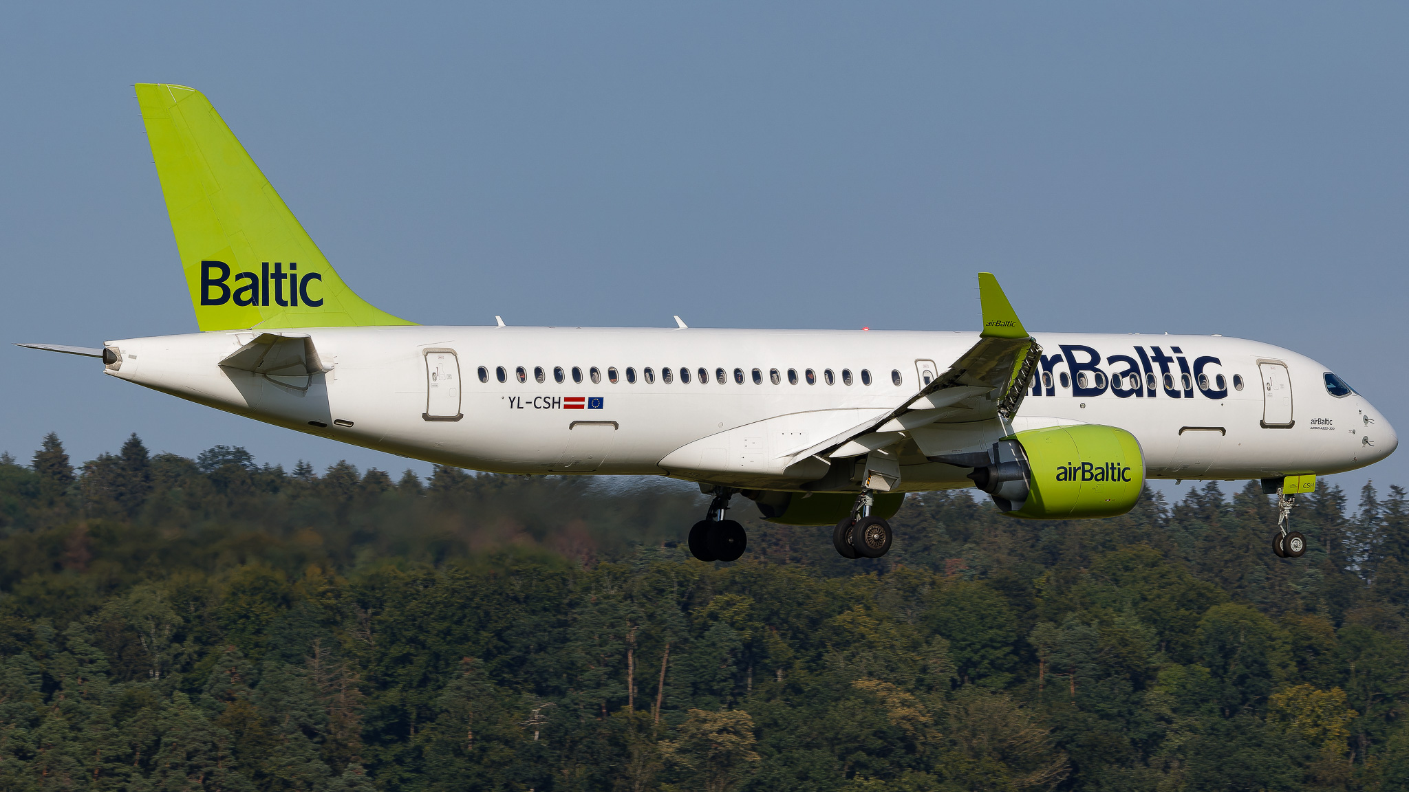 Full size: Air Baltic Airbus A220-300 YL-CSH at Zurich-Kloten Airport