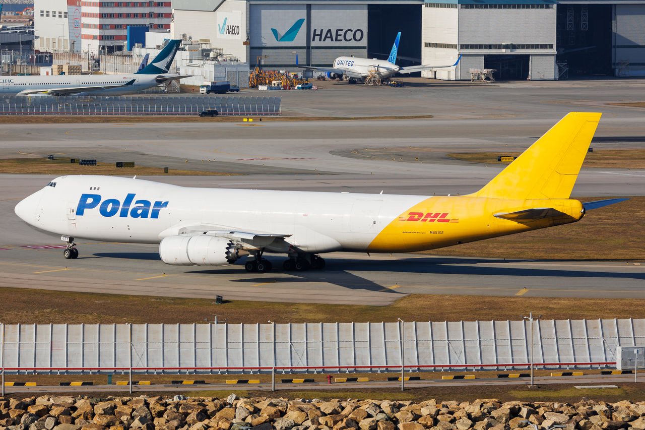 Full size: Polar Air Boeing 747-8F N851GT at Hong Kong International Airport