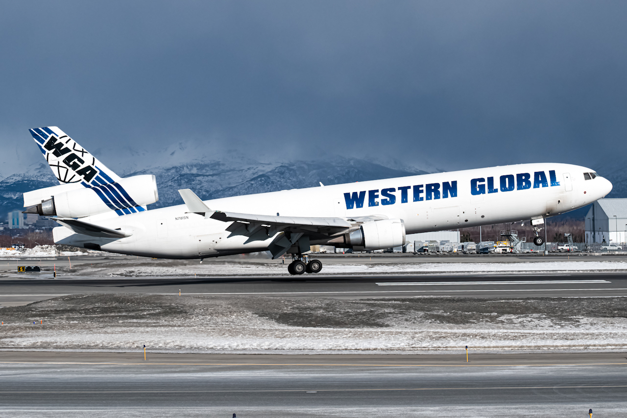 Full size: Western Global Airlines McDonnell Douglas MD-11F N781SN at Anchorage Ted Stevens International Airport