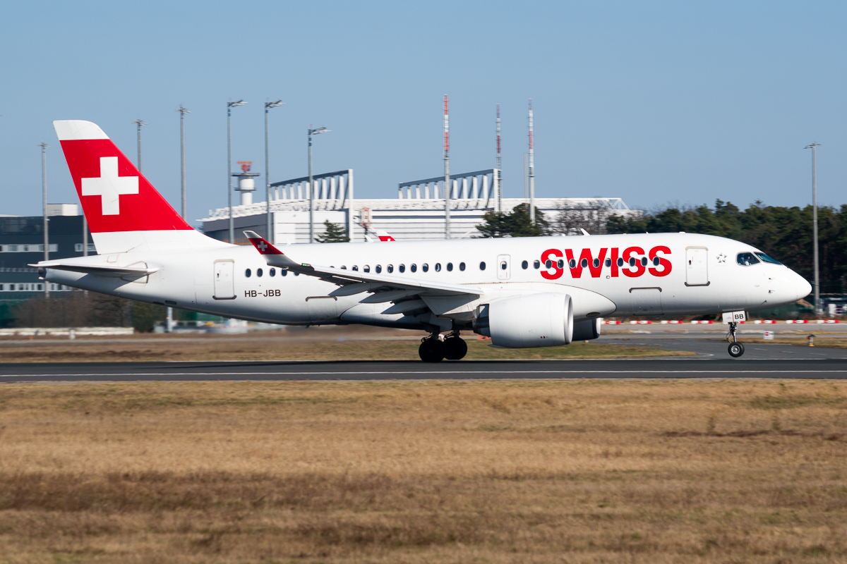 Full size: Swiss International Air Lines Airbus A220-100 HB-JBB at Frankfurt International Airport