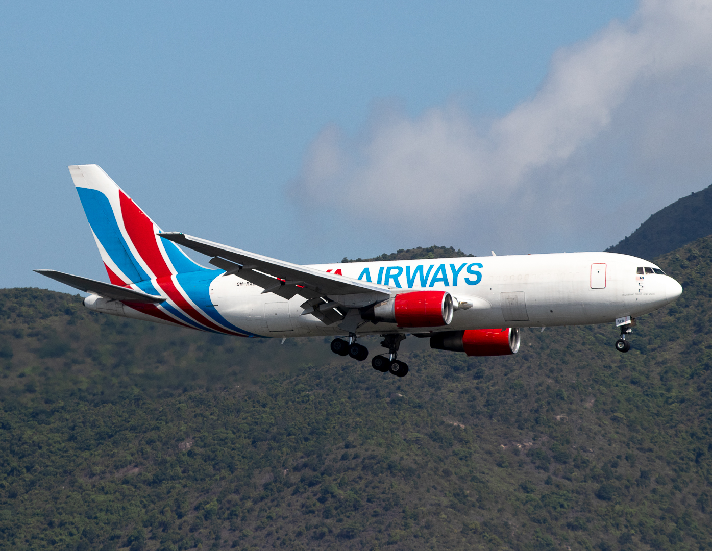 Full size: Raya Airways Boeing 767-200F 9M-RXB at Hong Kong International Airport