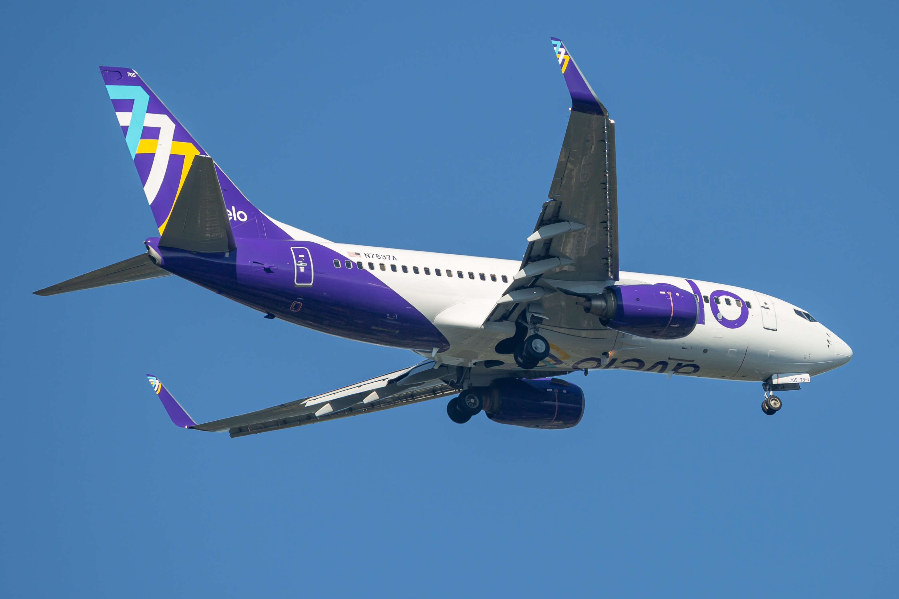 Full size: Avelo Airlines Boeing 737-700 N7837A at Baltimore/Washington International Thurgood Marshall Airport
