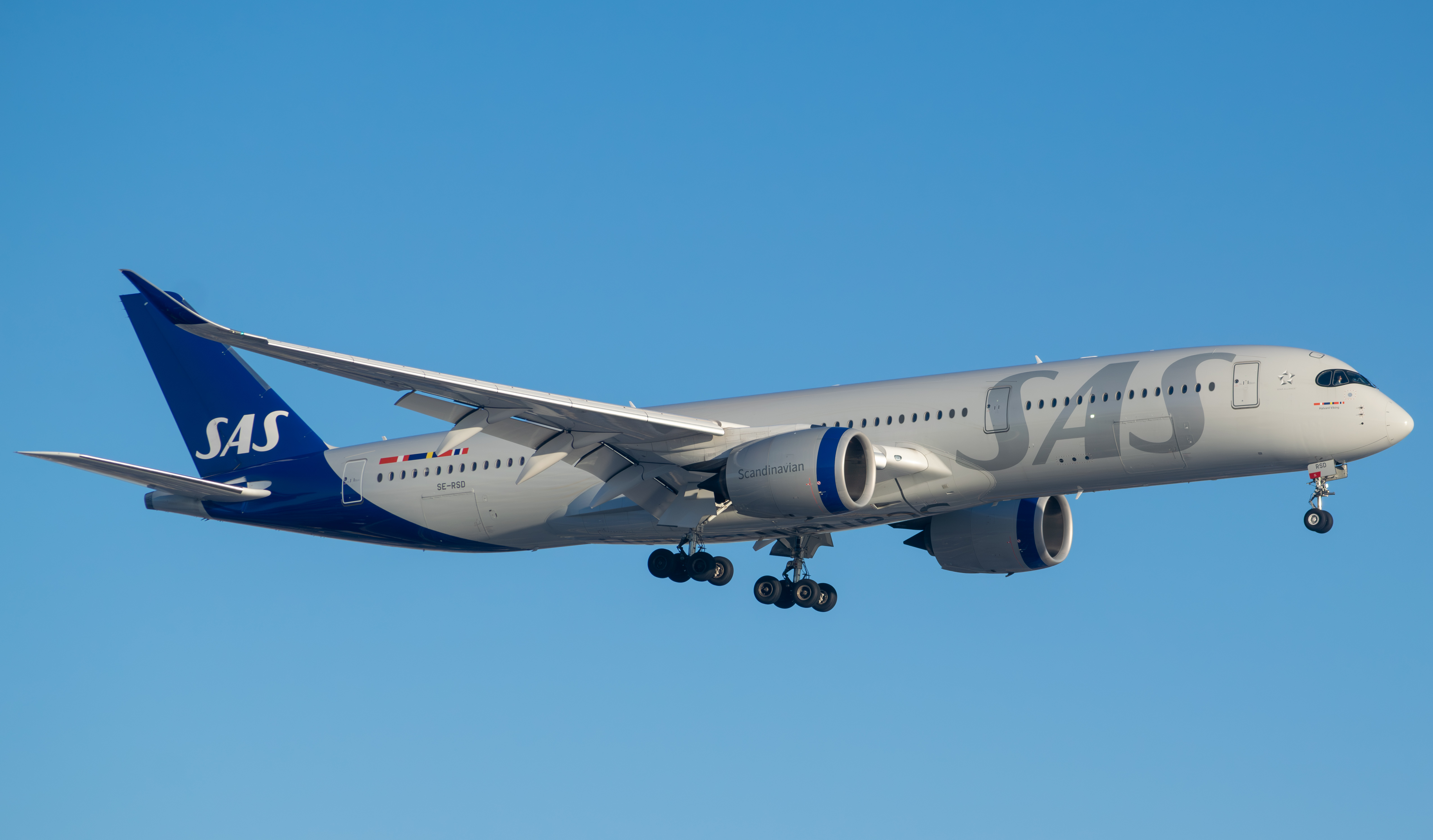Full size: Scandinavian Airlines Airbus A350-900 SE-RSD at Newark Liberty International Airport