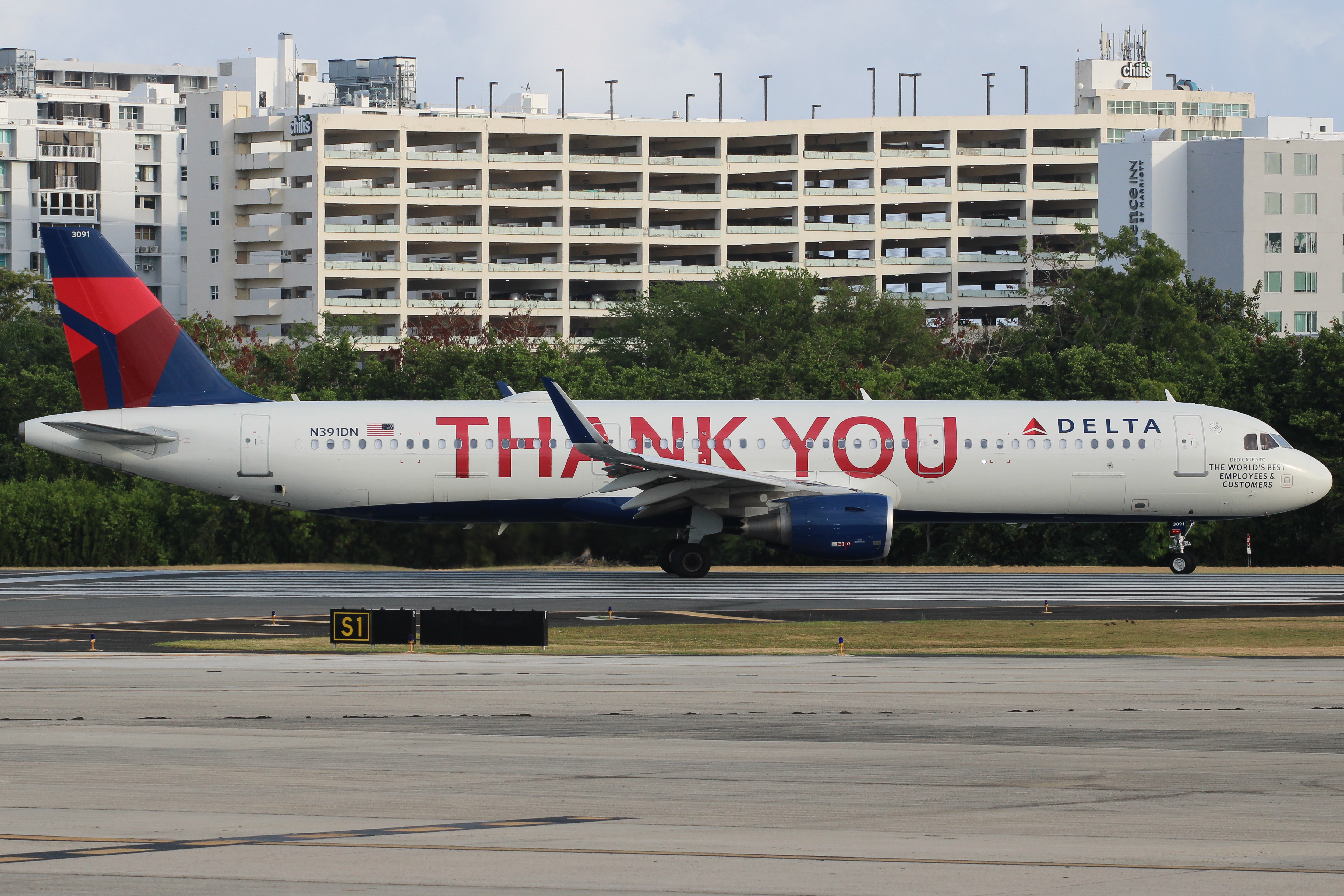 Full size: Delta Airlines Airbus A321-200 N391DN at San Juan Luis Munoz Marin International Airport