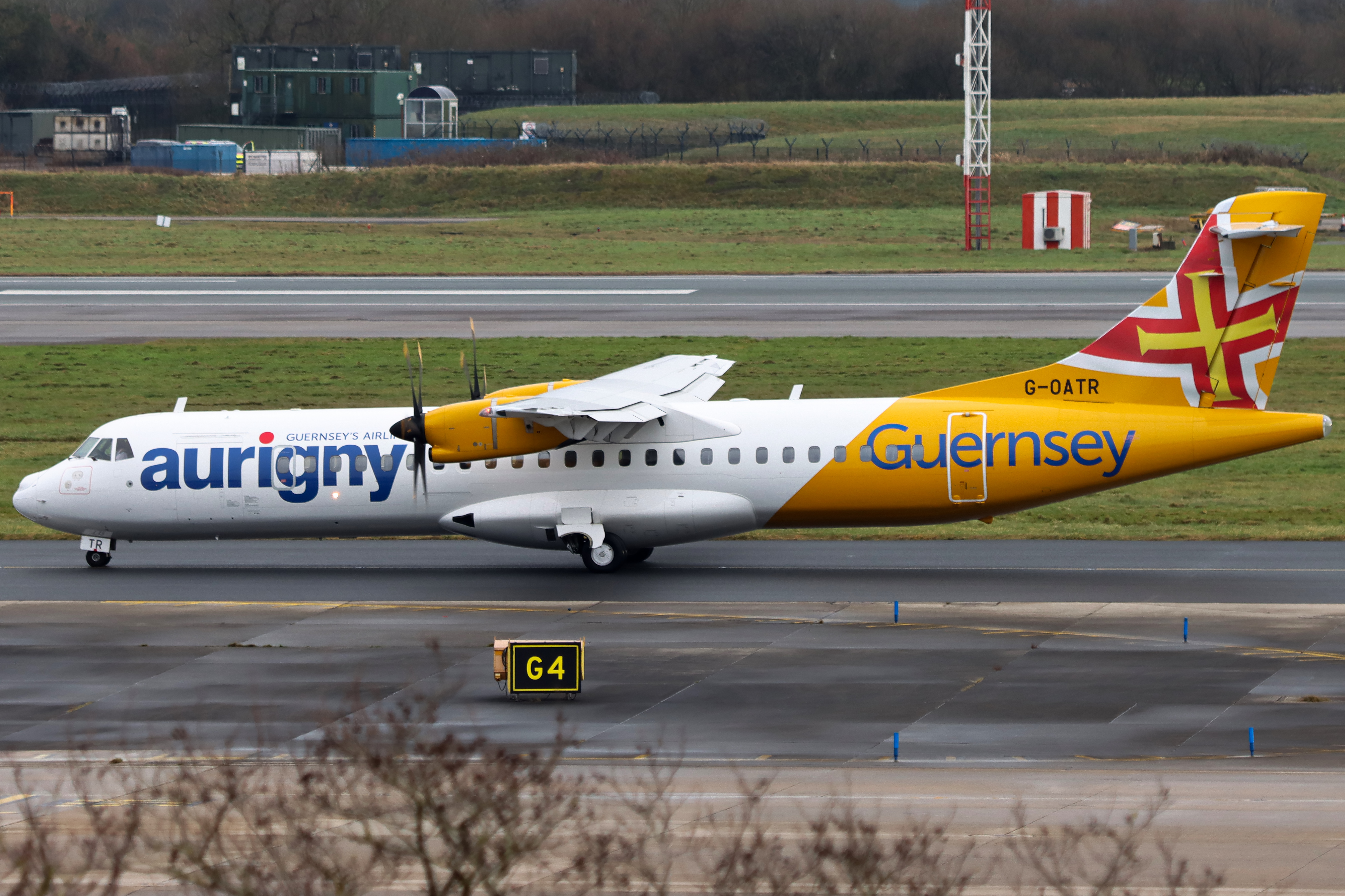 Full size:  Aurigny Air Services ATR 72-600 G-OATR at Manchester Airport