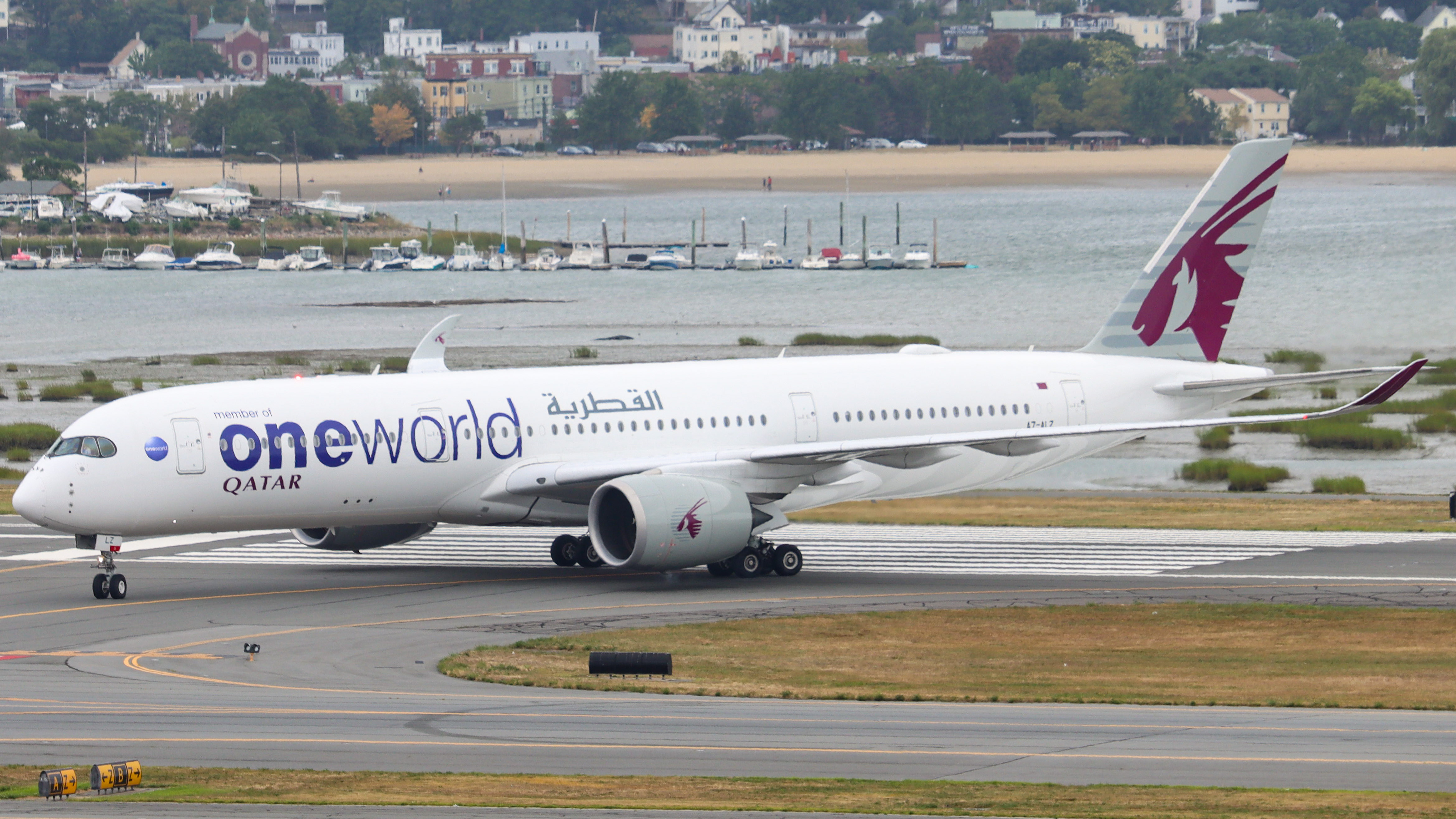 Full size: Qatar Airways Airbus A350-900 A7-ALZ at General Edward Lawrence Logan International Airport