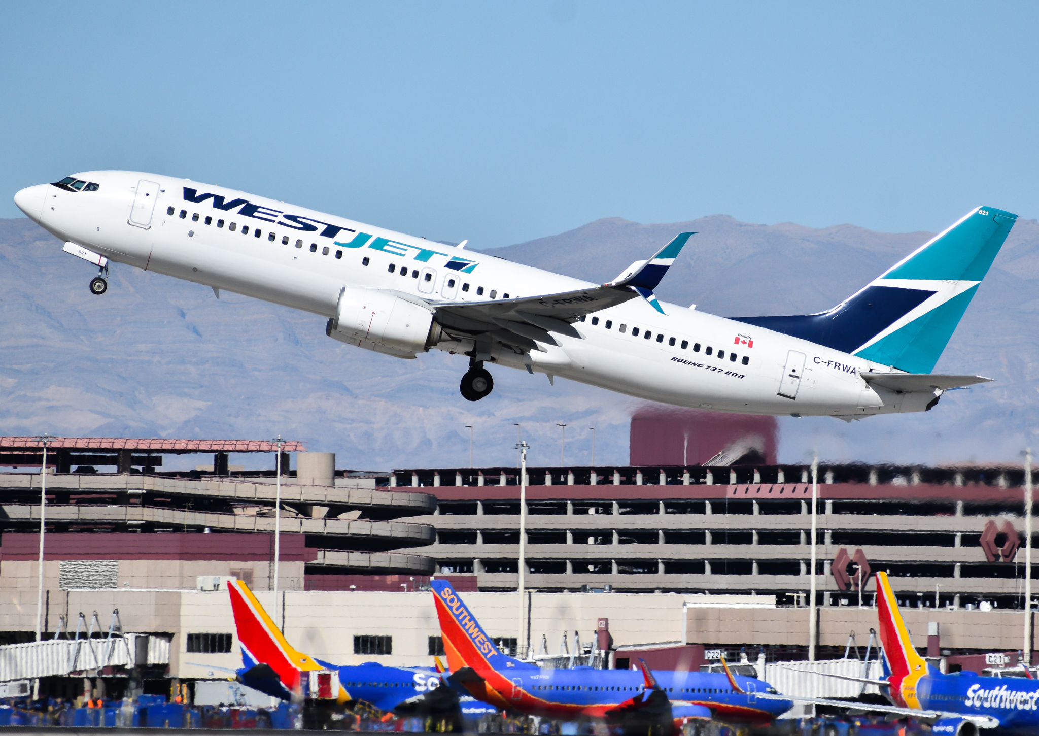 Full size: WestJet Boeing 737-800 C-FRWA at Harry Reid International Airport