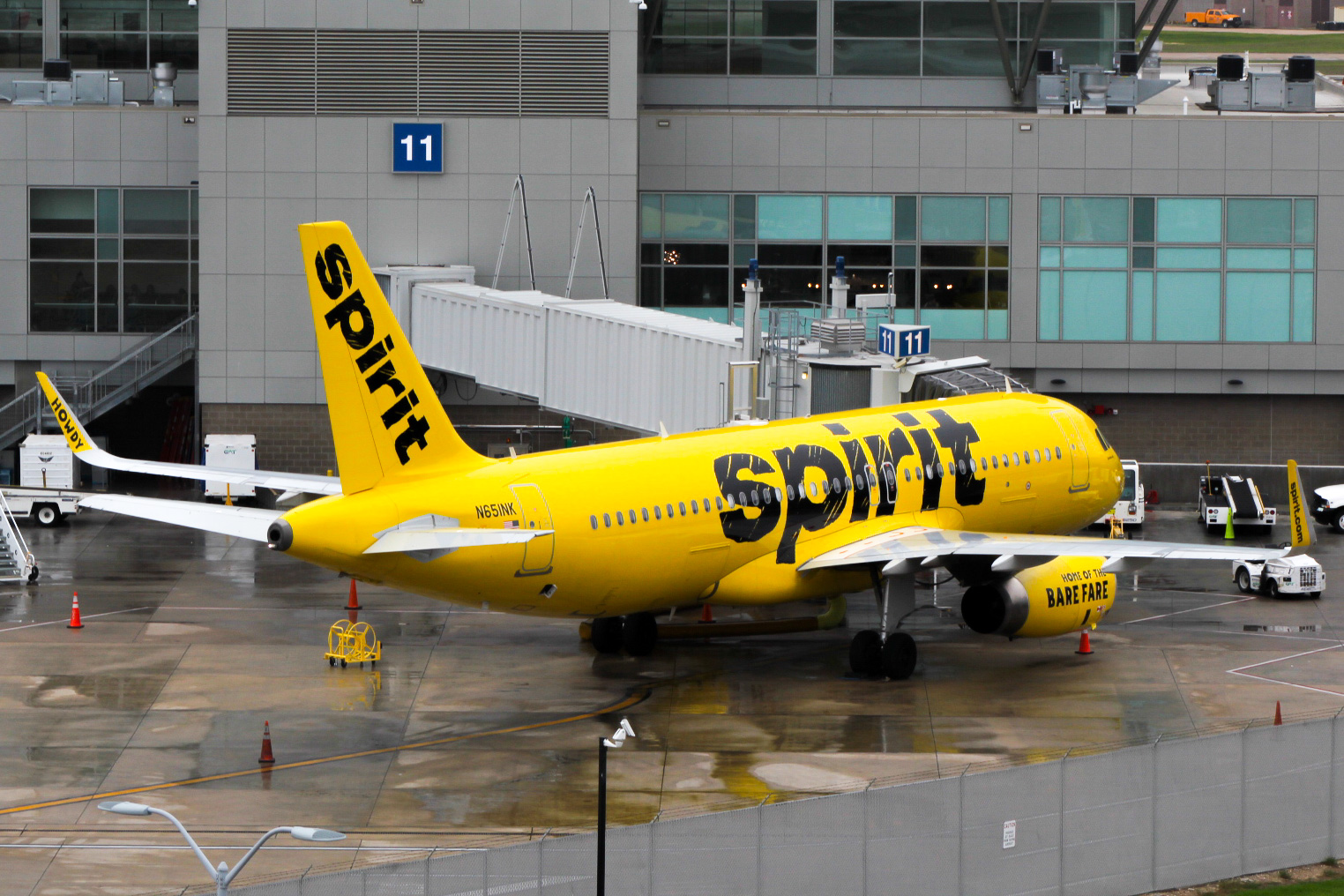 Full size: Spirit Airlines Airbus A320 N651NK at Austin-Bergstrom International Airport