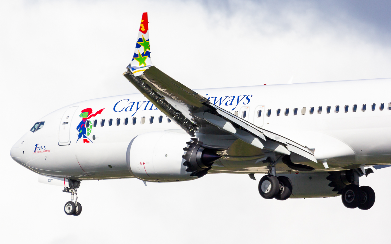 Full size: Cayman Airways Boeing 737 MAX 8 VP-CIY at Tampa International Airport